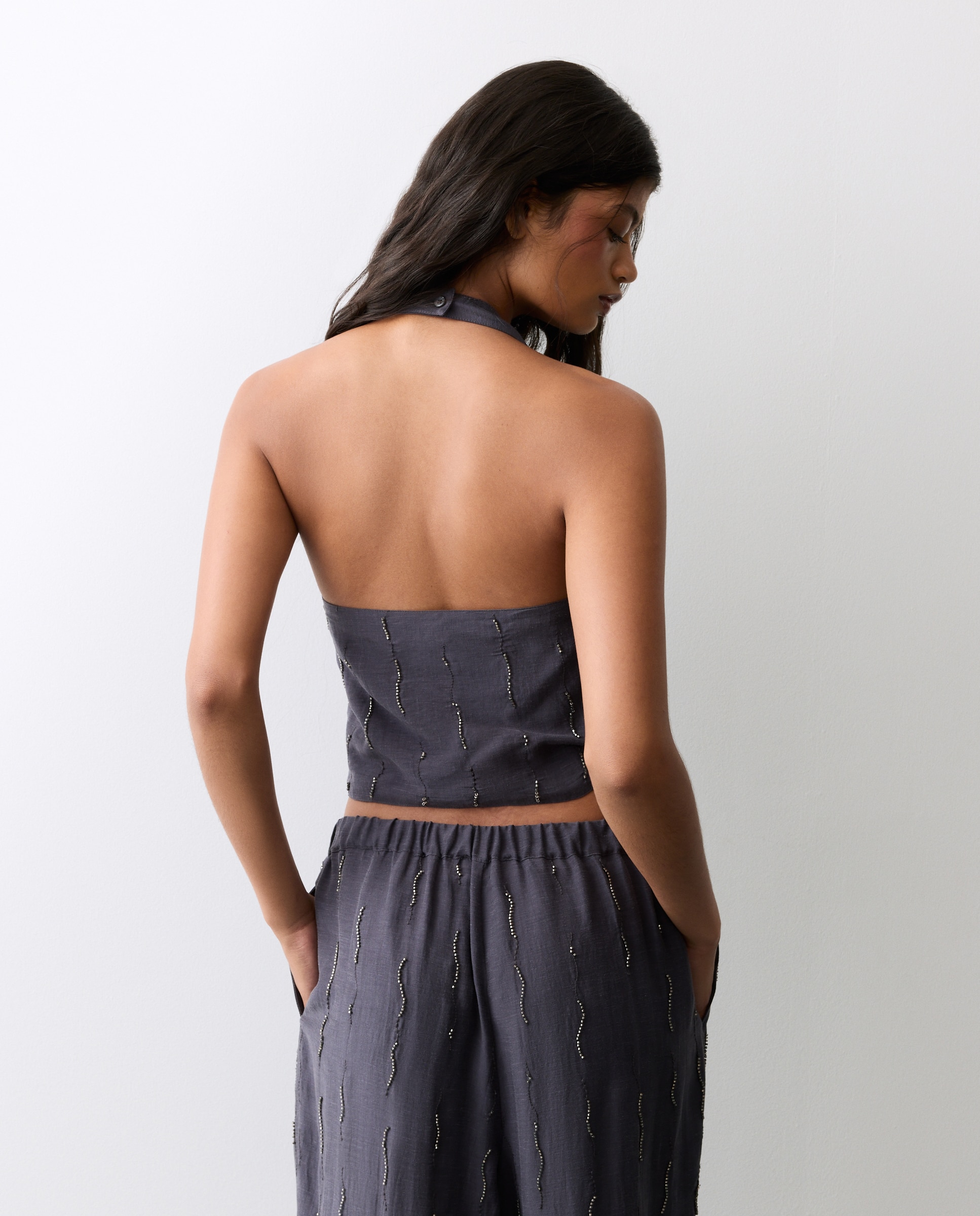 Blusa sem Mangas com Gola Halter 830 Antracite-4