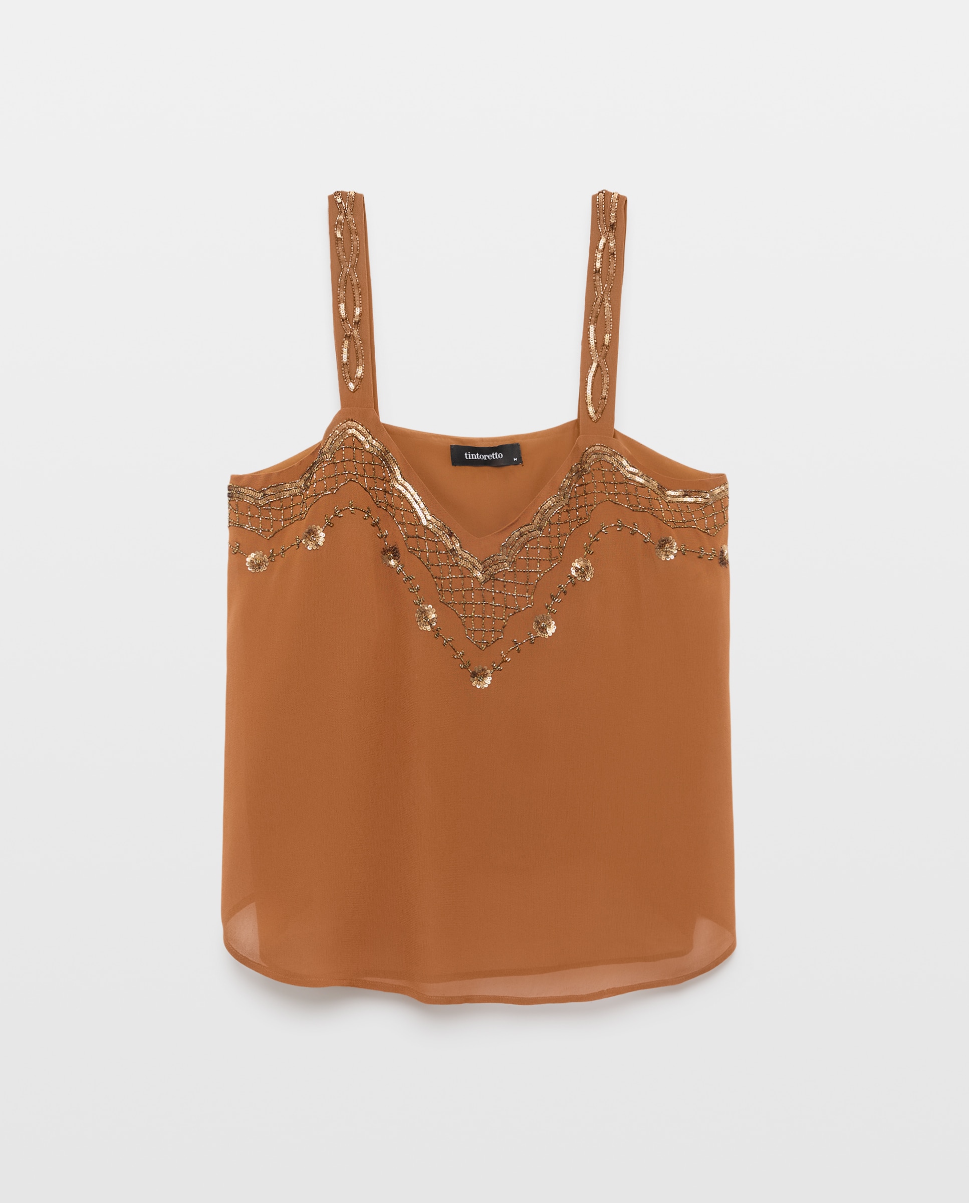 Blusa sem Mangas com Lantejoulas 770 Terracota-5