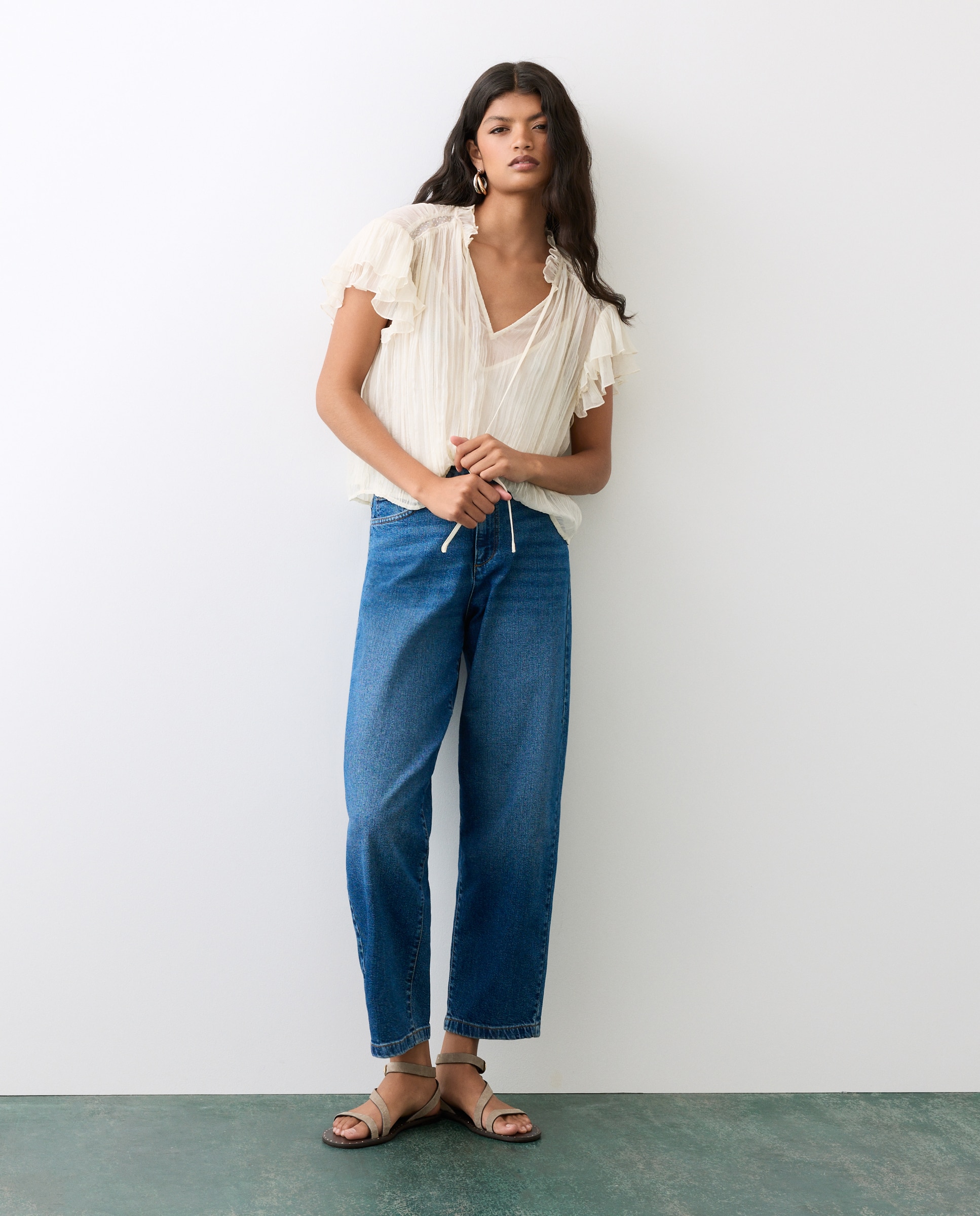 Blusa sin mangas de mujer con lazada en el cuello - Tintoretto - 120 Crudo 120 Crudo-2