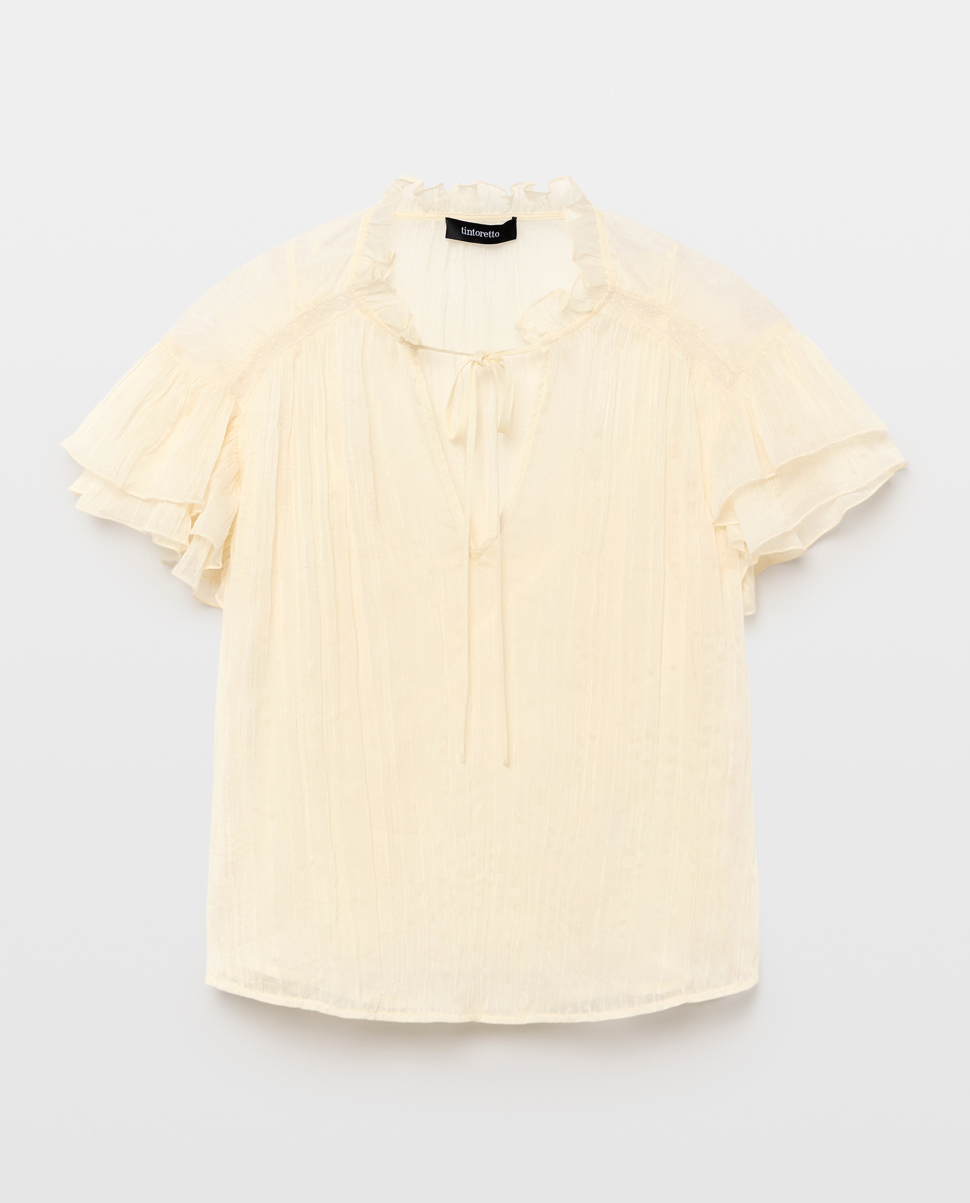 Blusa sin mangas de mujer con lazada en el cuello - Tintoretto - 120 Crudo 120 Crudo-4