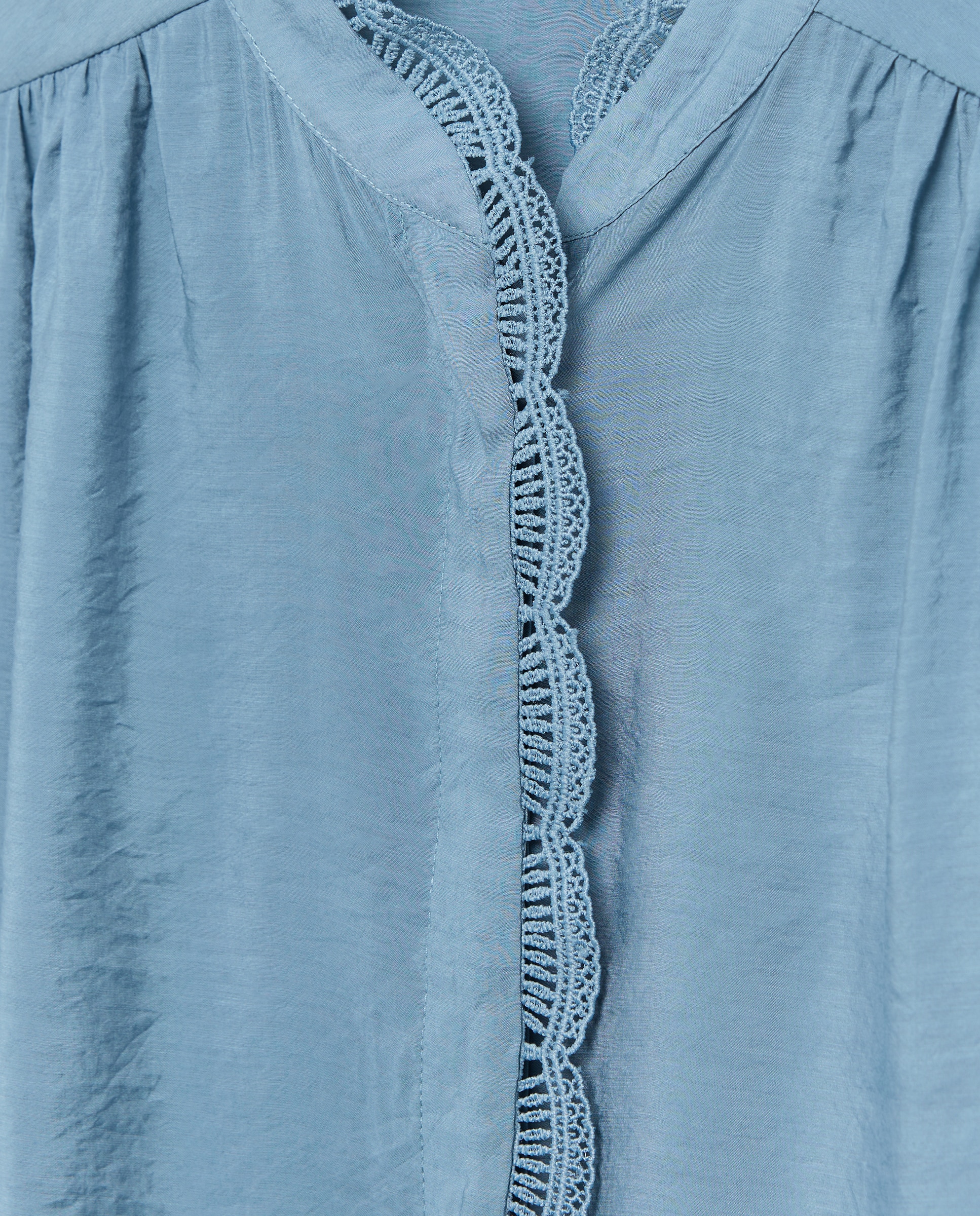 Blusa manga larga encaje ondas cuello de mujer - Tintoretto - 410 Azul claro 410 Azul claro-5
