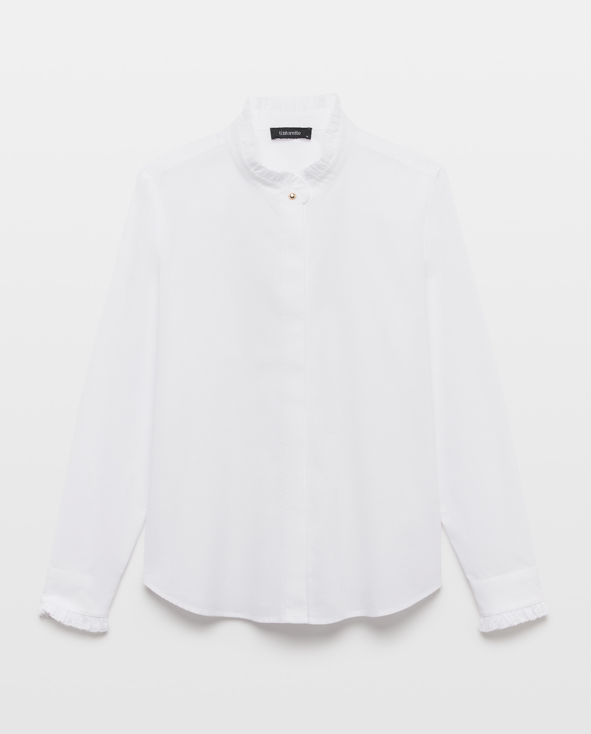 Blusa popelín manga larga con volante de mujer - Tintoretto - Blanco Blanco-4