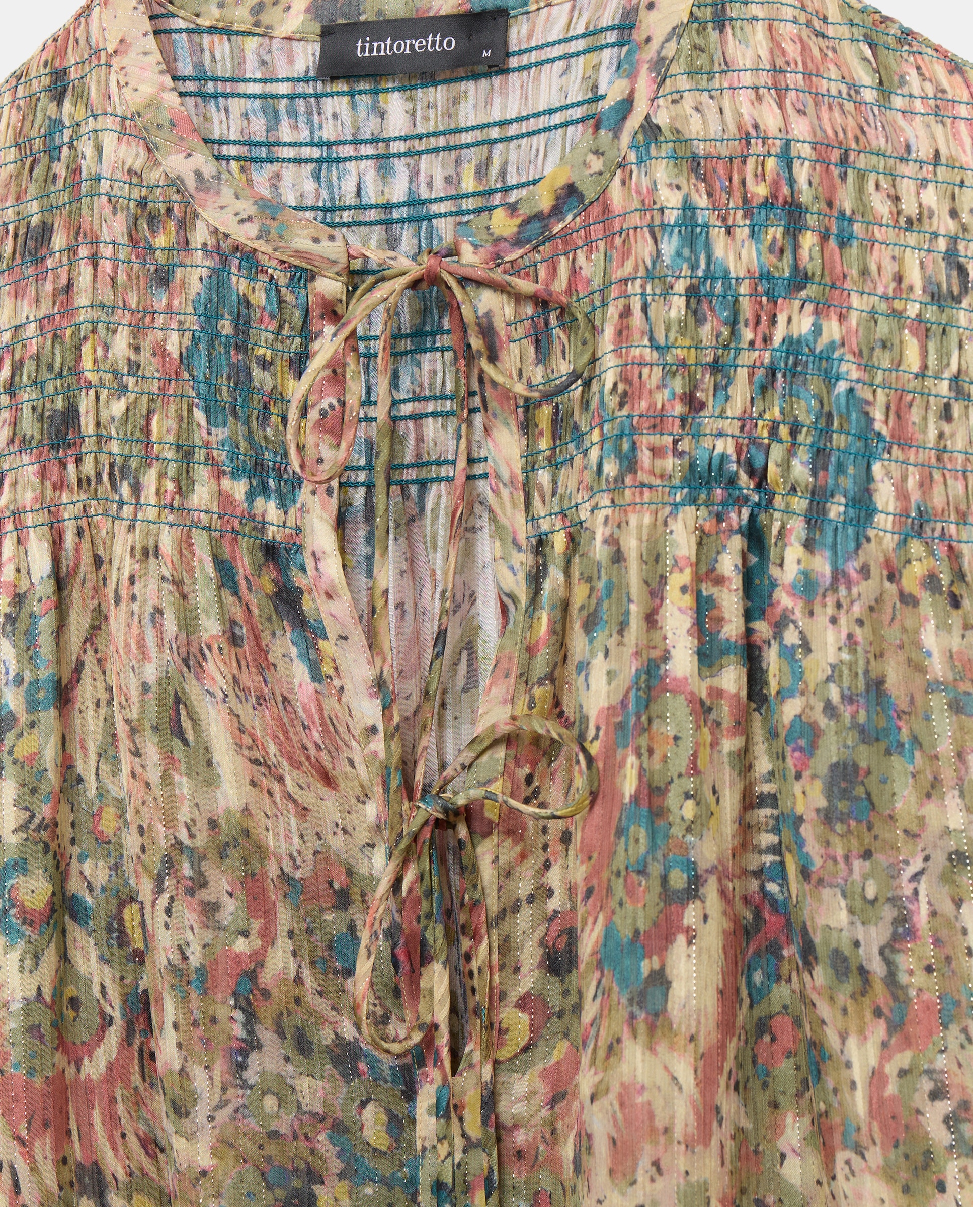 Blusa Estampada com Laço Verde-2