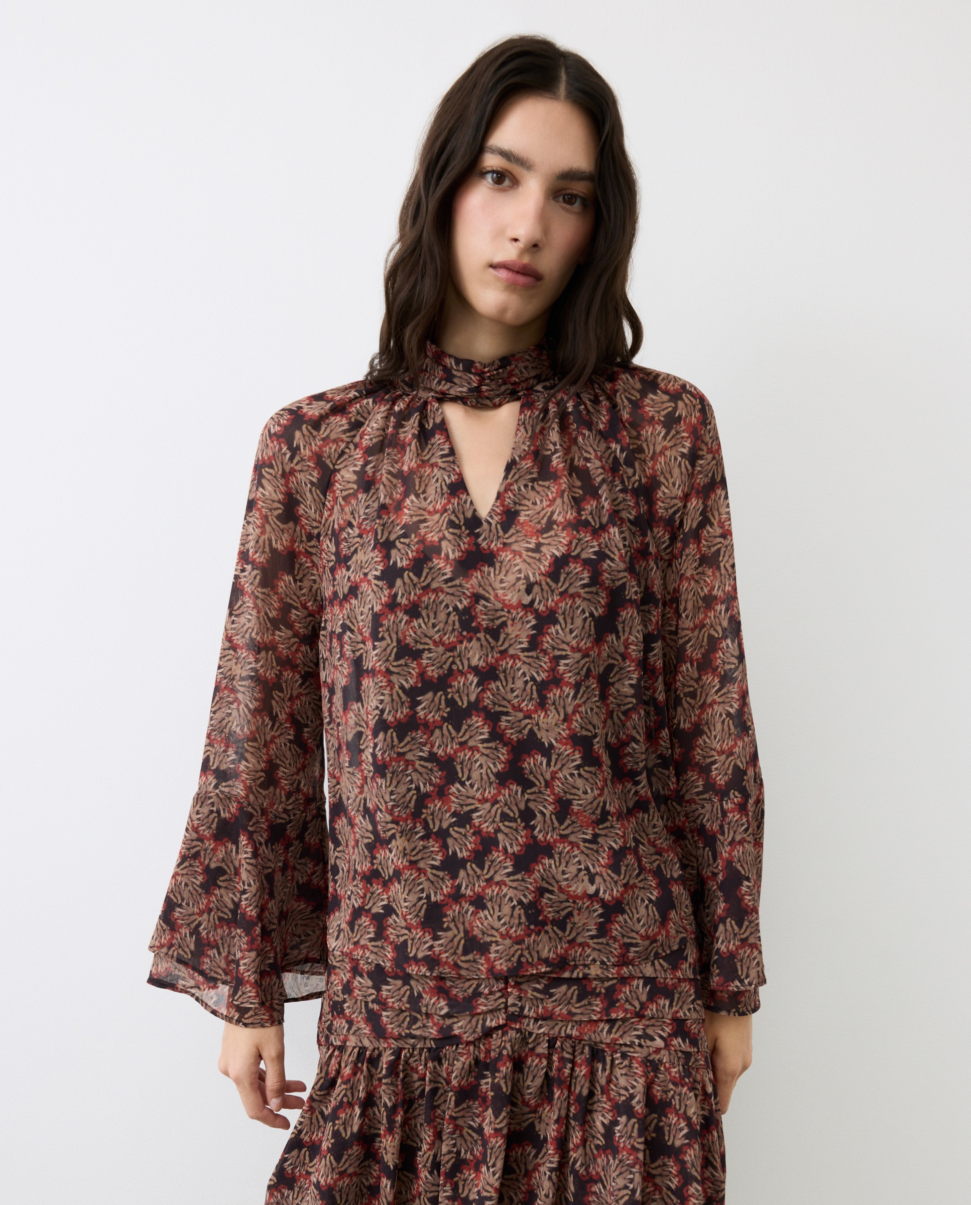 Imagem 0 de Blusa Estampada com Folho na Manga