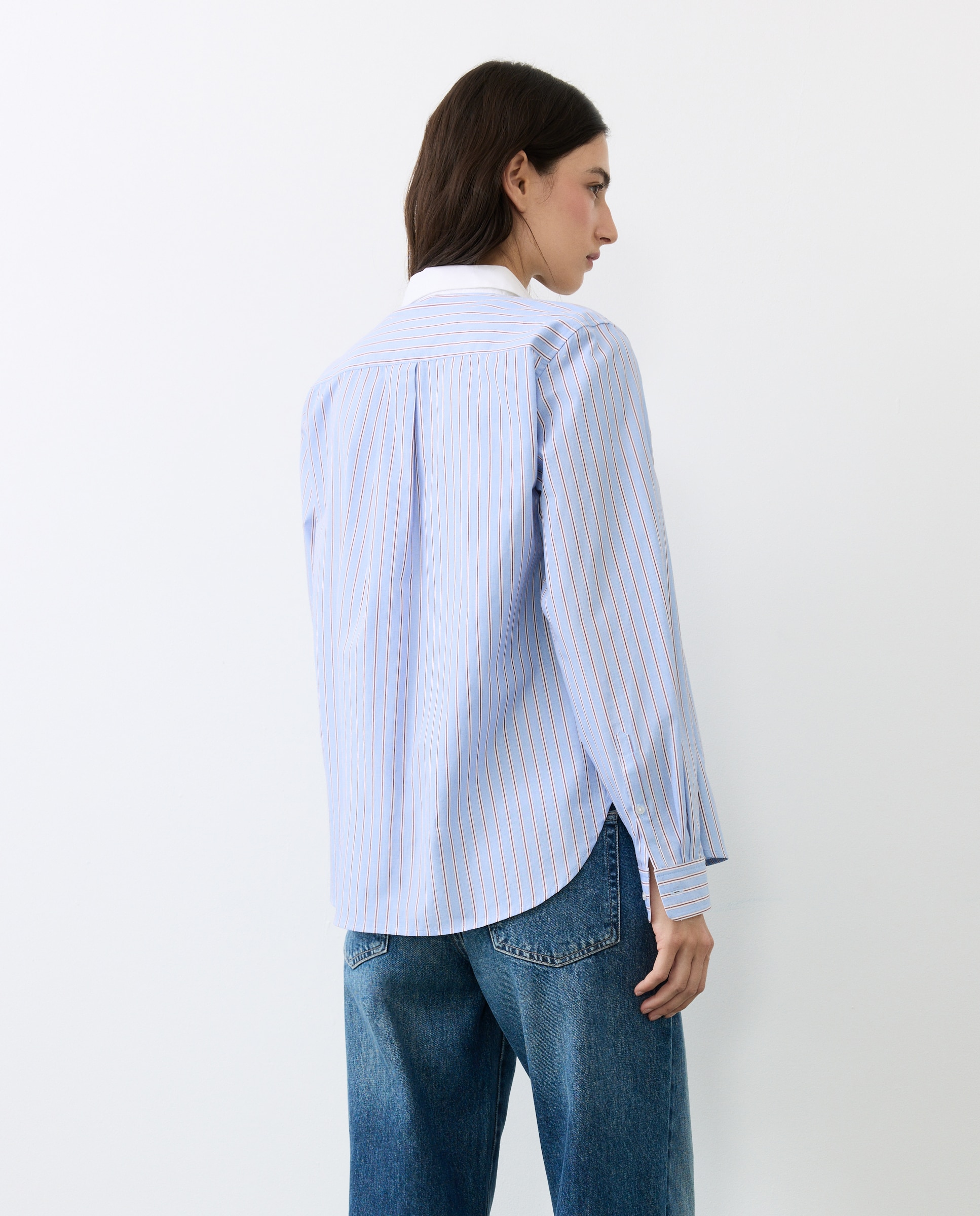 Imagen 3 de Blusa de manga larga de rayas con cuello a contraste - Tintoretto - Azul Azul
