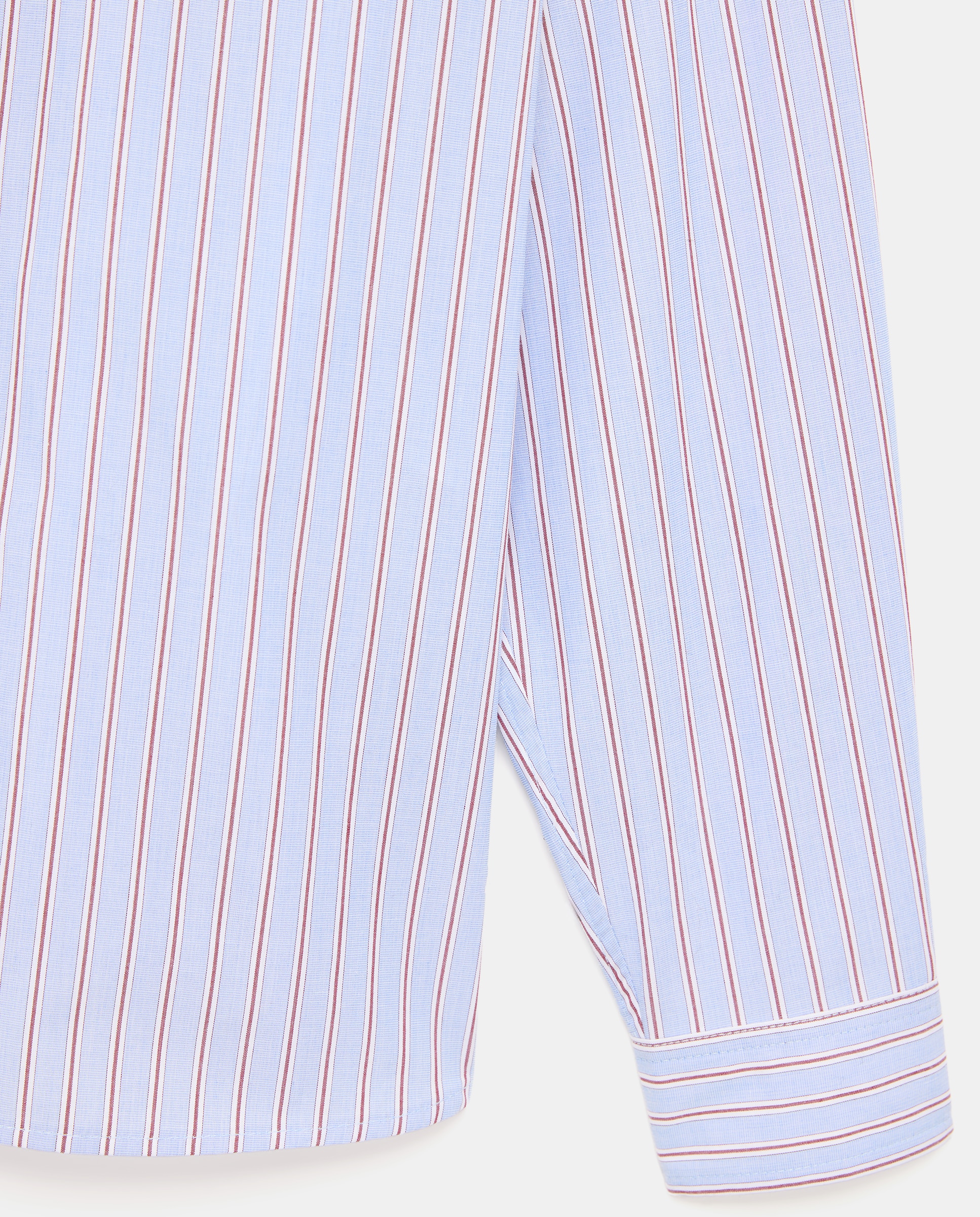 Blusa de Manga Comprida às Riscas com Colarinho em Contraste Azul-2
