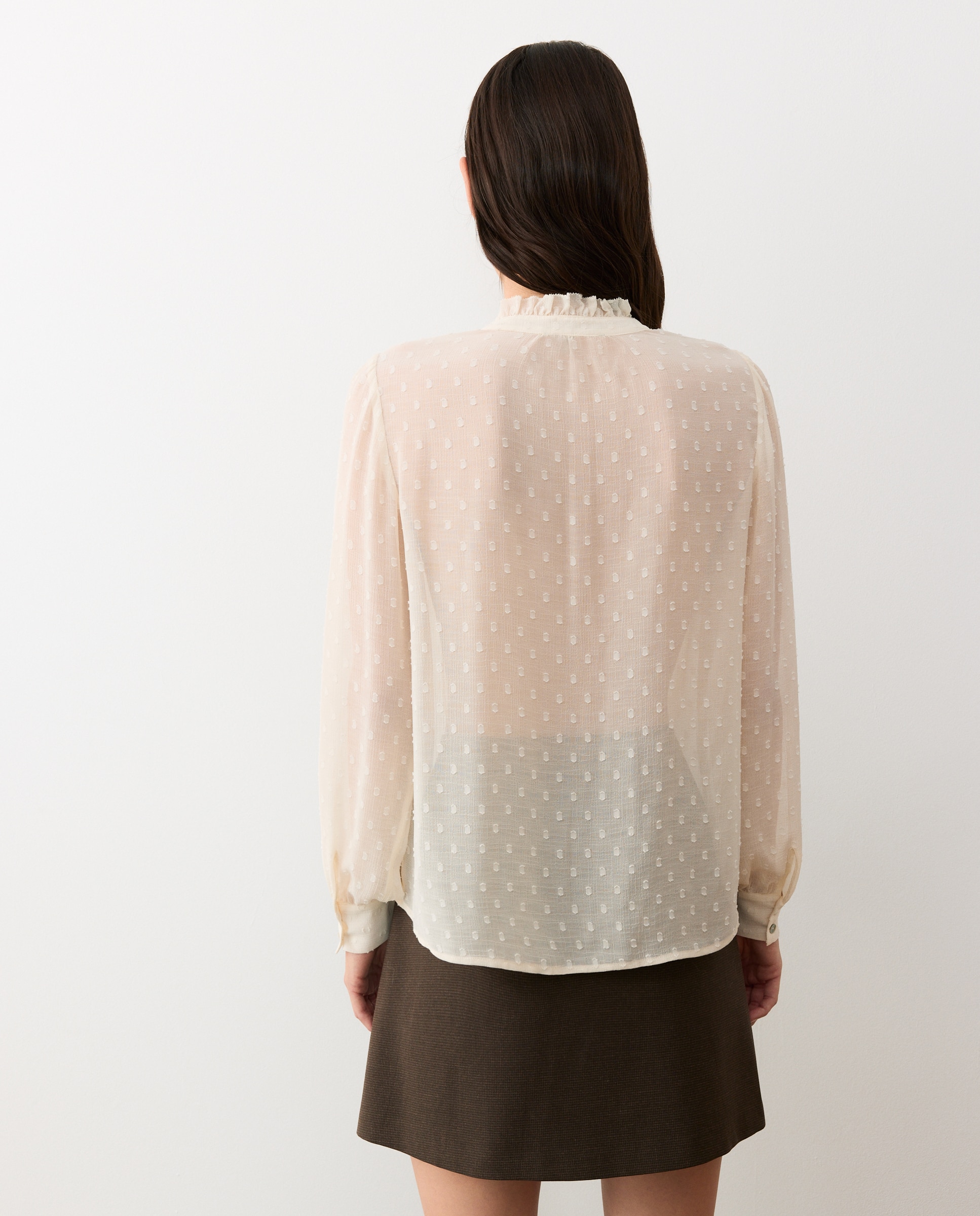 Blusa con jaretas y plumetti - Tintoretto - Blanco roto Blanco roto-3