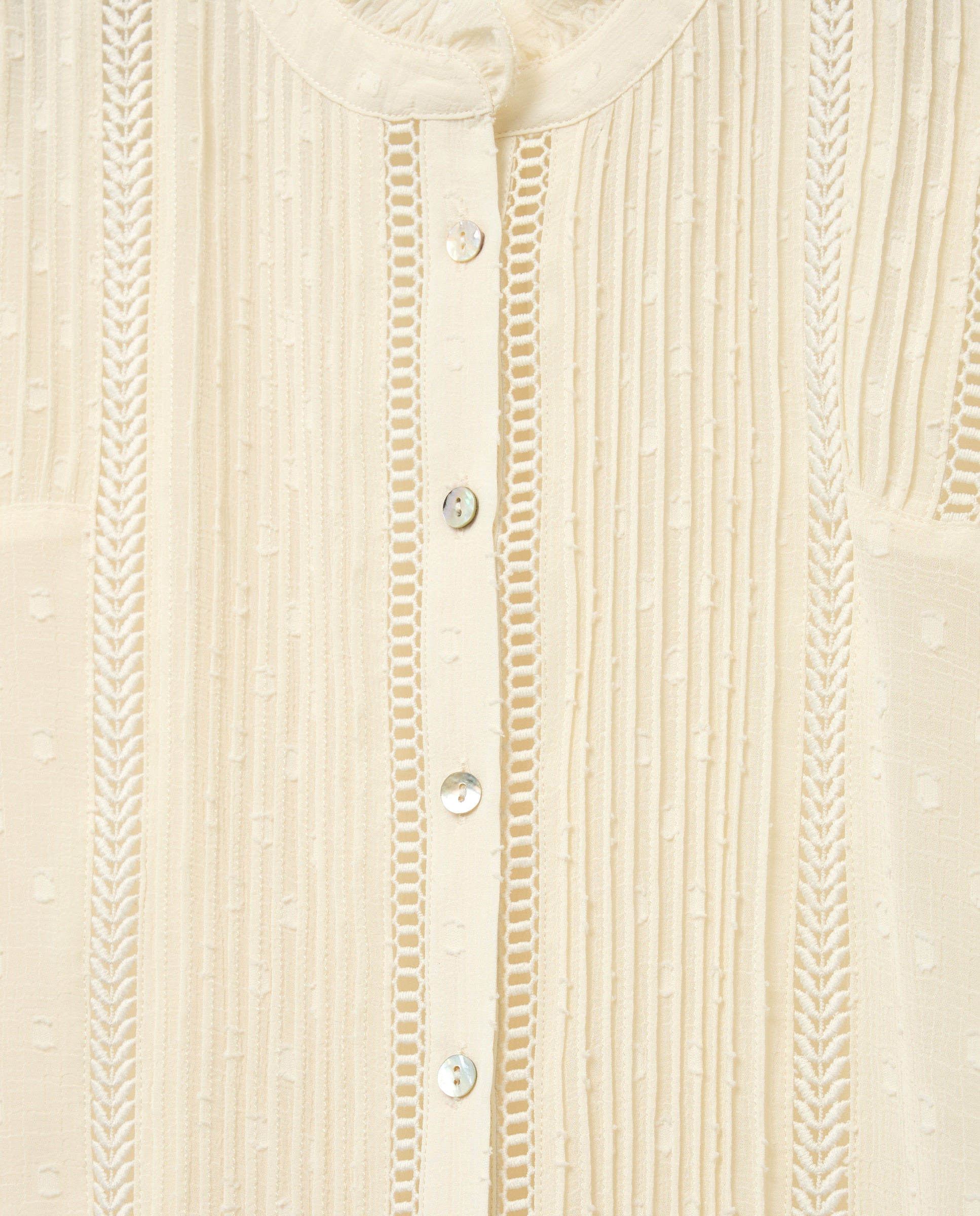 Blusa com Pregas e Plumetti Branco-marfim-2