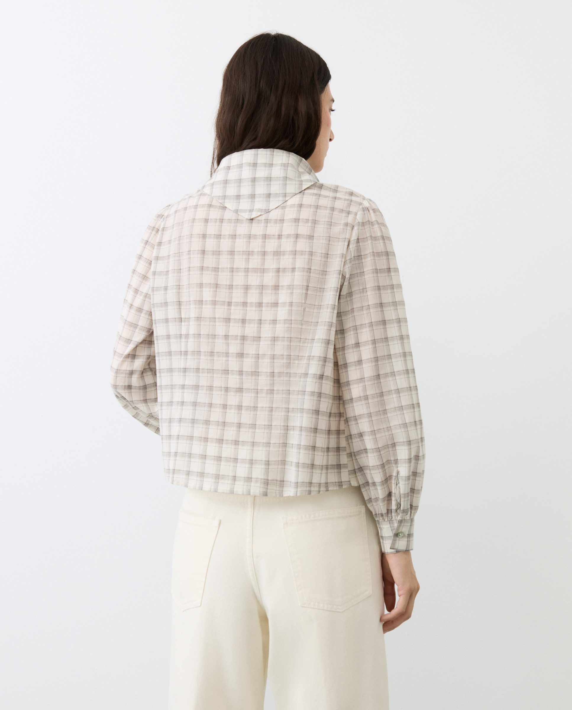 Blusa de mujer cuadros pañuelo - Tintoretto - Blanco Blanco-3