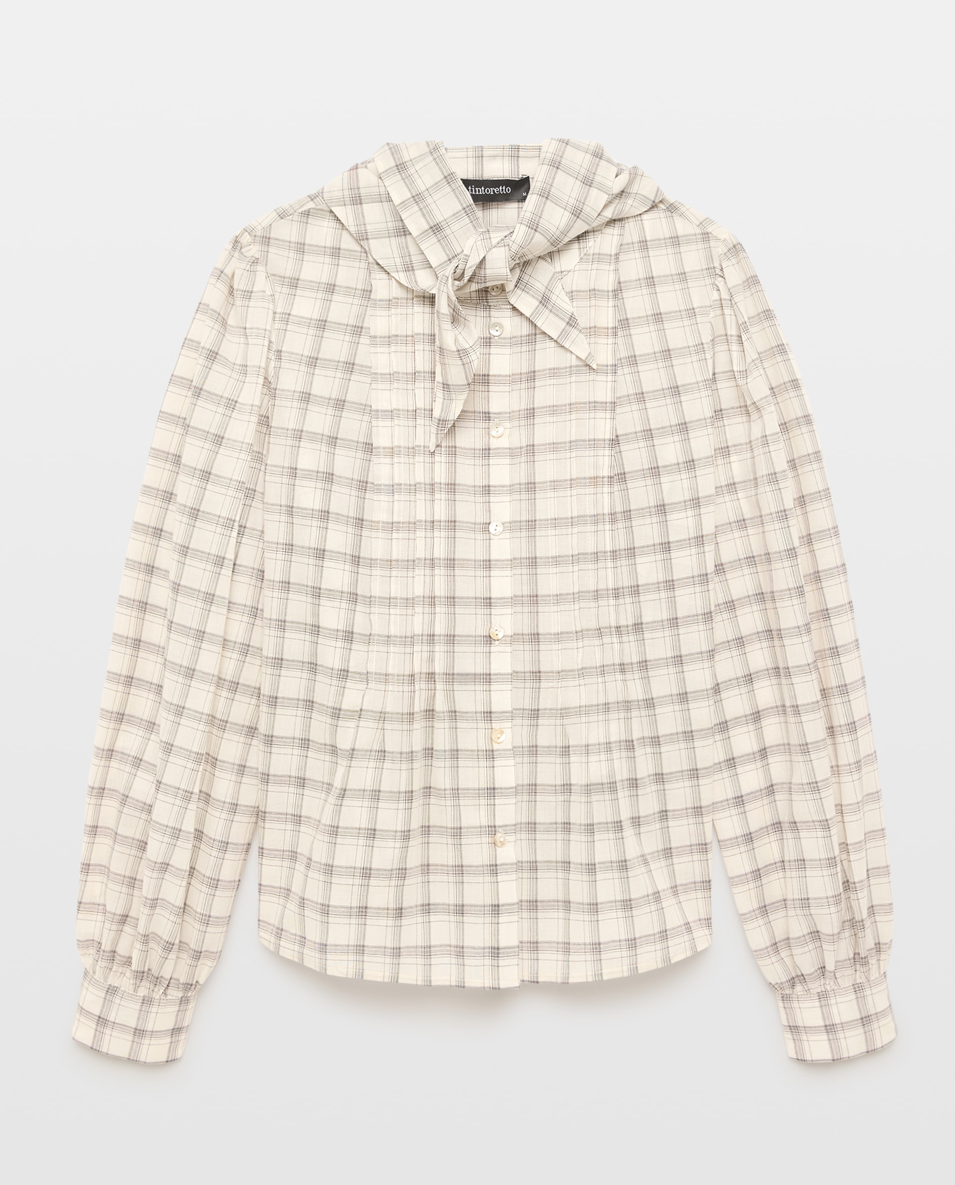 Blusa de mujer cuadros pañuelo - Tintoretto - Blanco Blanco-4