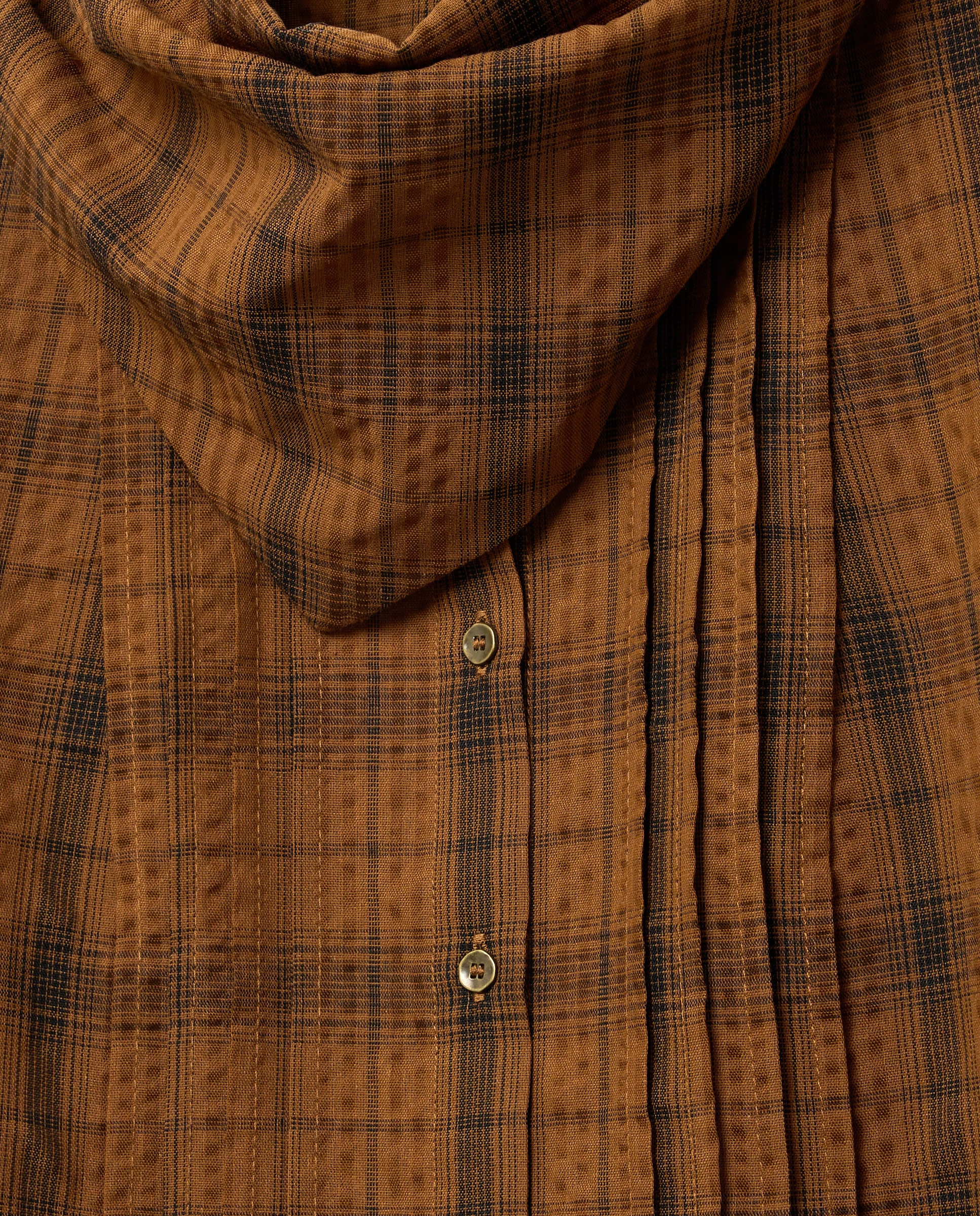 Blusa aos Quadrados com Lenço Castanho-2