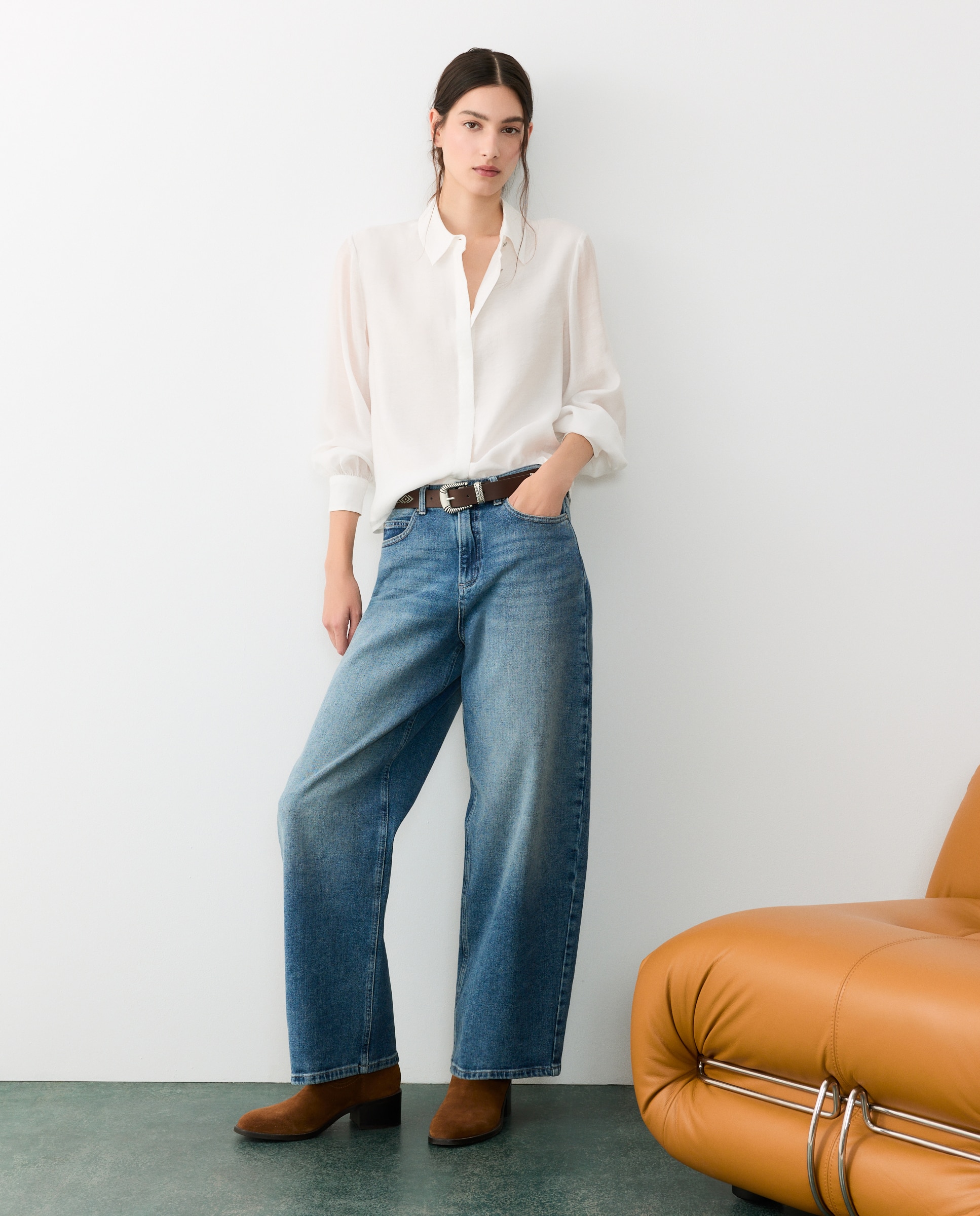 Blusa de mujer botón joya - Tintoretto - Blanco roto Blanco roto-1