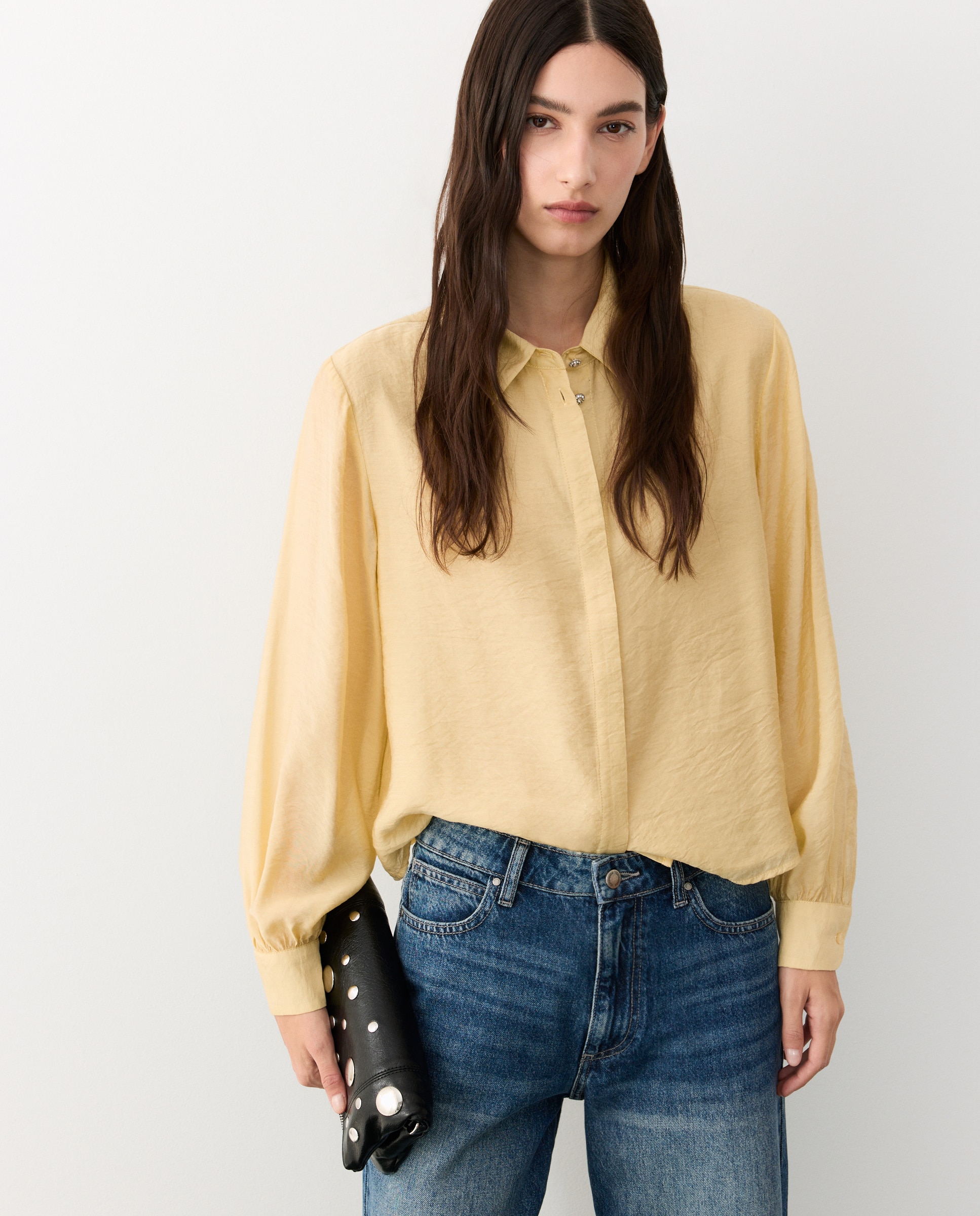 Blusa de mujer botón joya - Tintoretto - 300 Amarillo 300 Amarillo-1