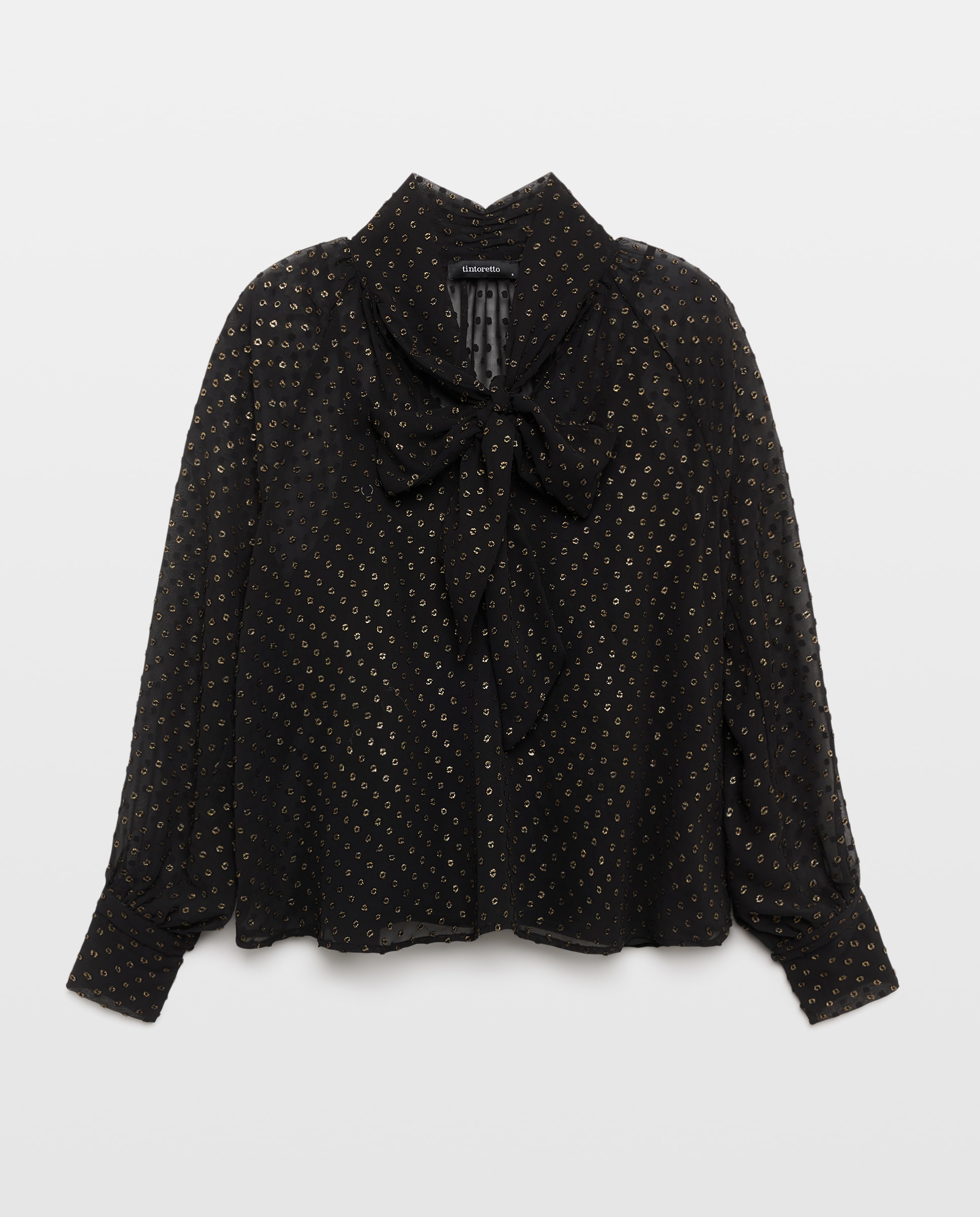 Blusa lisa de manga larga de mujer - Tintoretto - Negro Negro-5