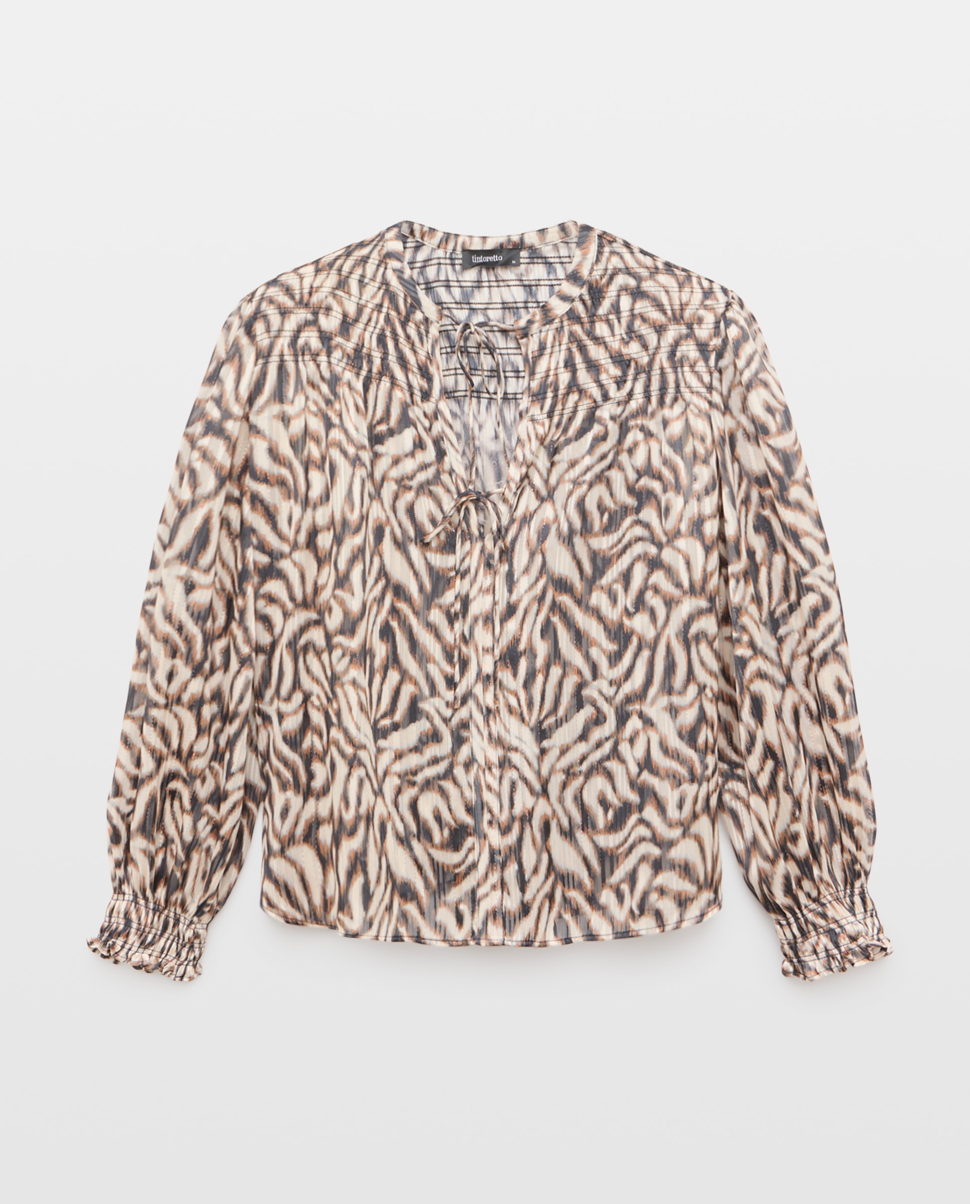 Imagem 0 de Blusa de Manga Comprida Estampada com Laço