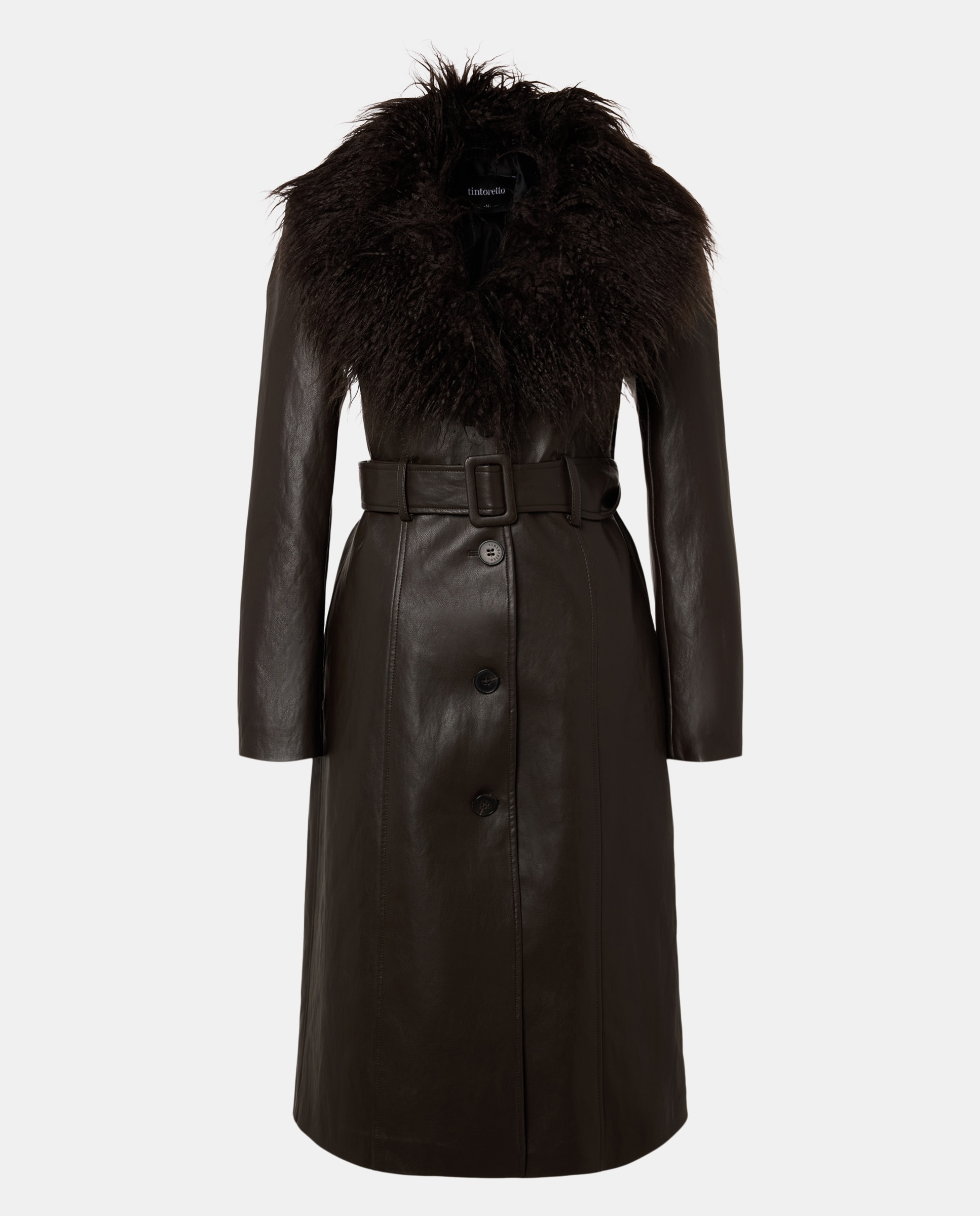 Canadiana em Pele com Gola de Pelo Castanho-5