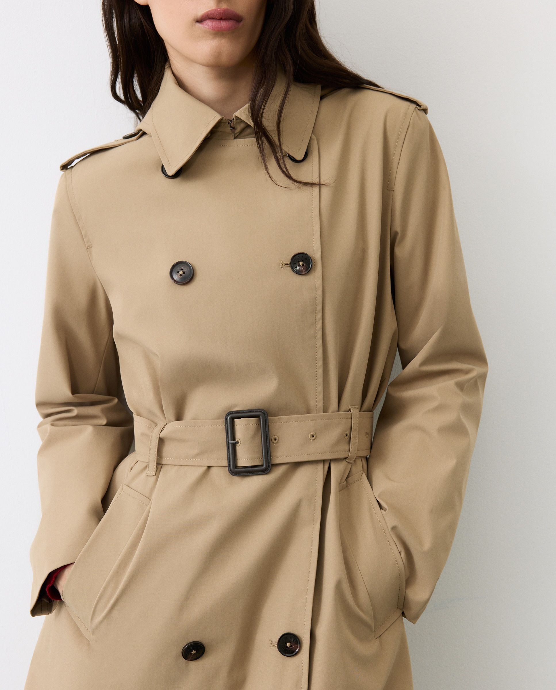 Trench de mujer con capucha water repelent - Tintoretto - Beige Beige-4