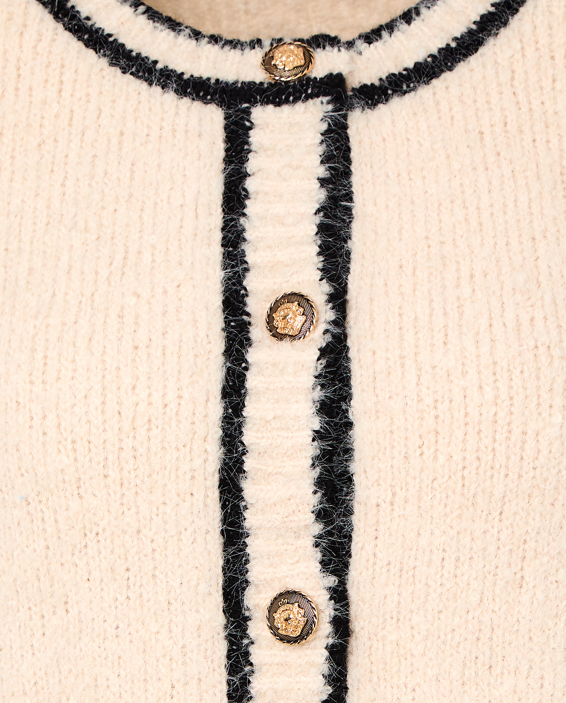 Casaco de Malha com Vivos em Contraste 120 Cru-6