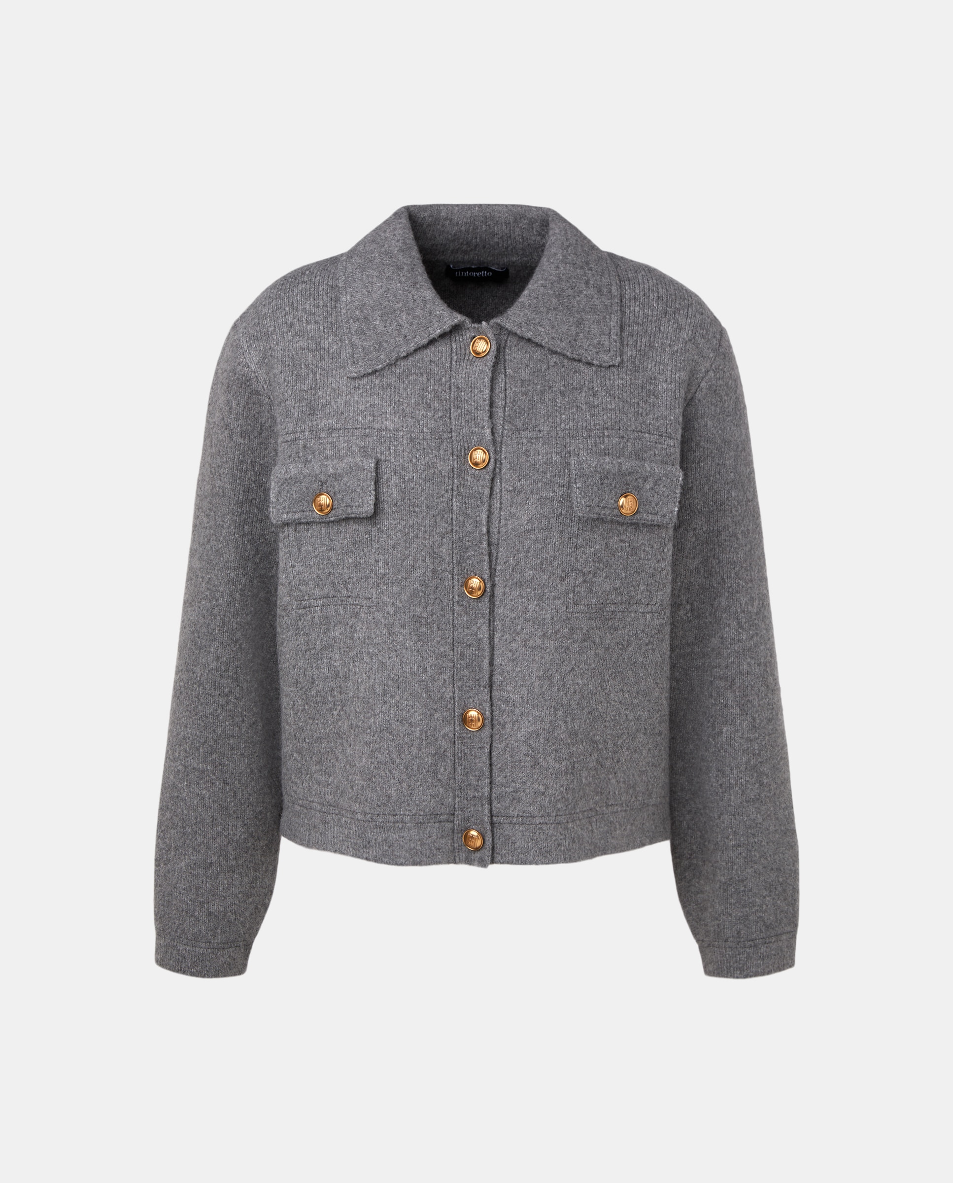 Casaco de mulher com botões 820 Cinzento Médio-5