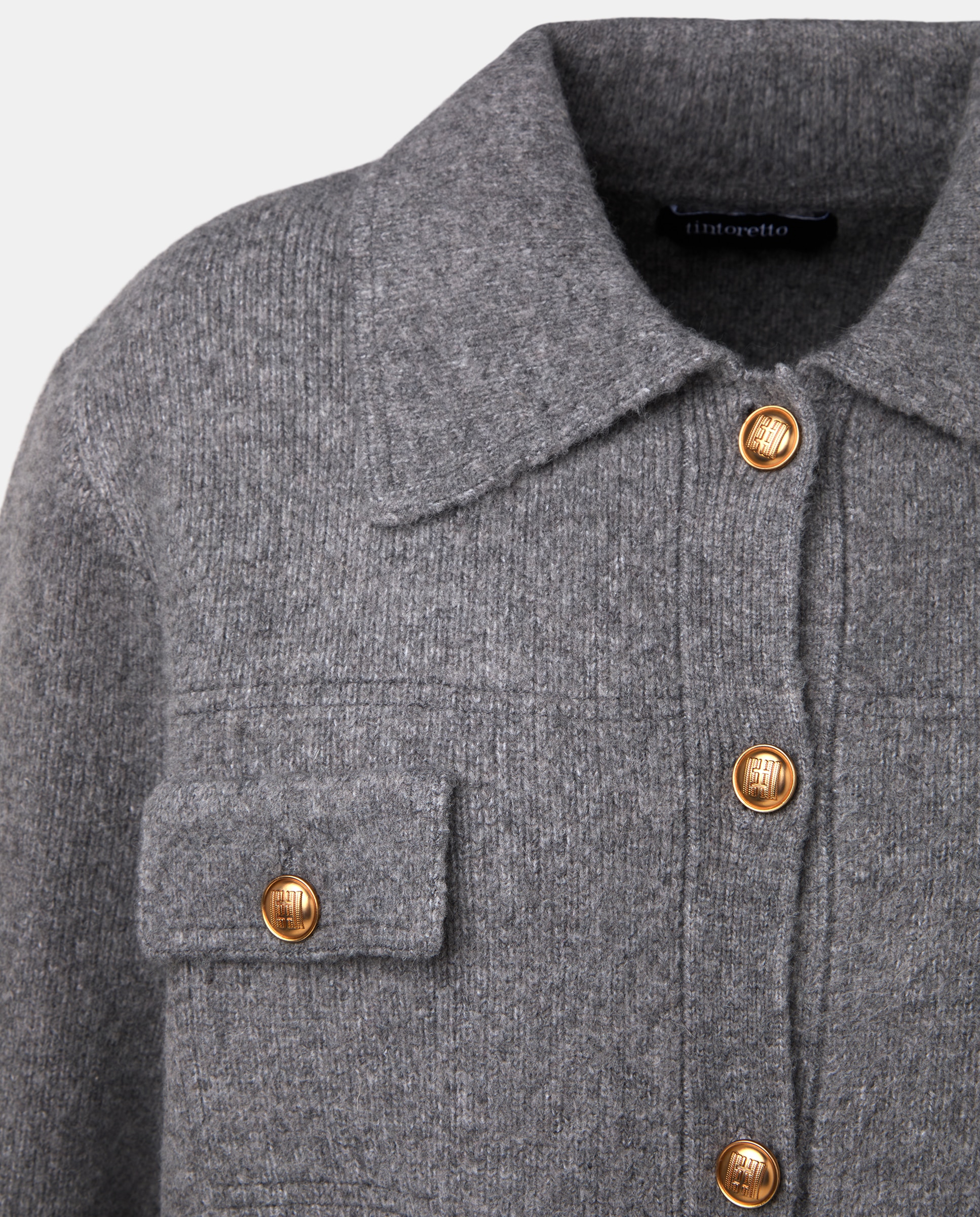 Casaco de mulher com botões 820 Cinzento Médio-6