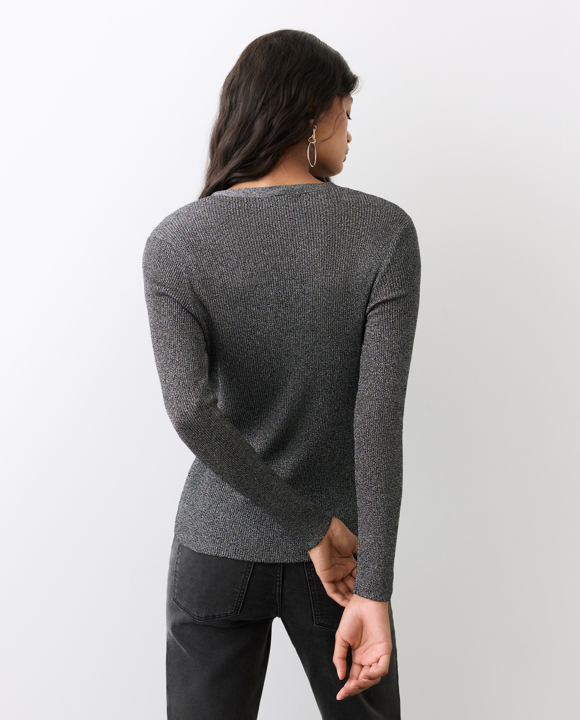 Cardigan de mujer con lurex y lazada - Tintoretto - Negro Negro-3