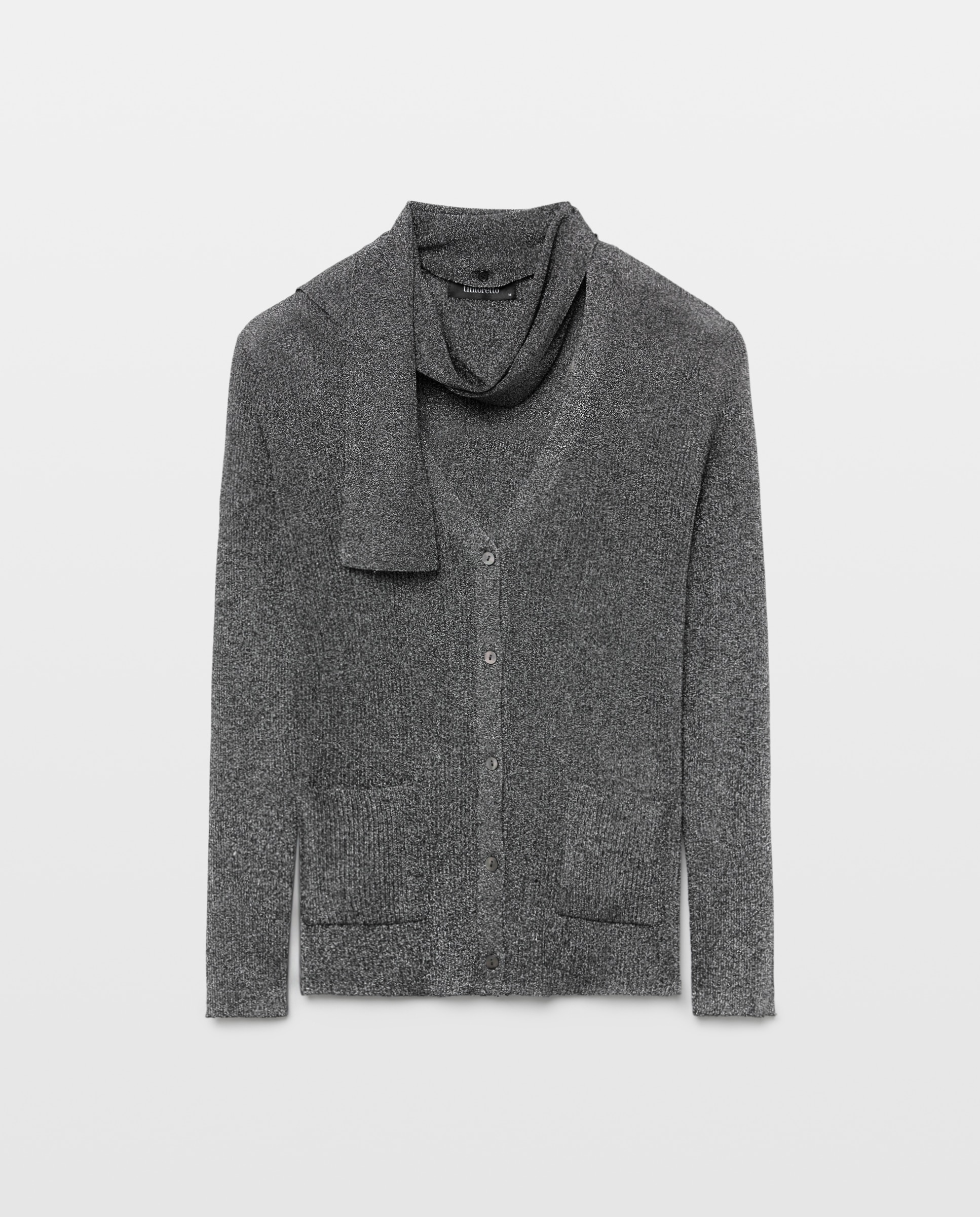 Cardigan de mujer con lurex y lazada - Tintoretto - Negro Negro-5