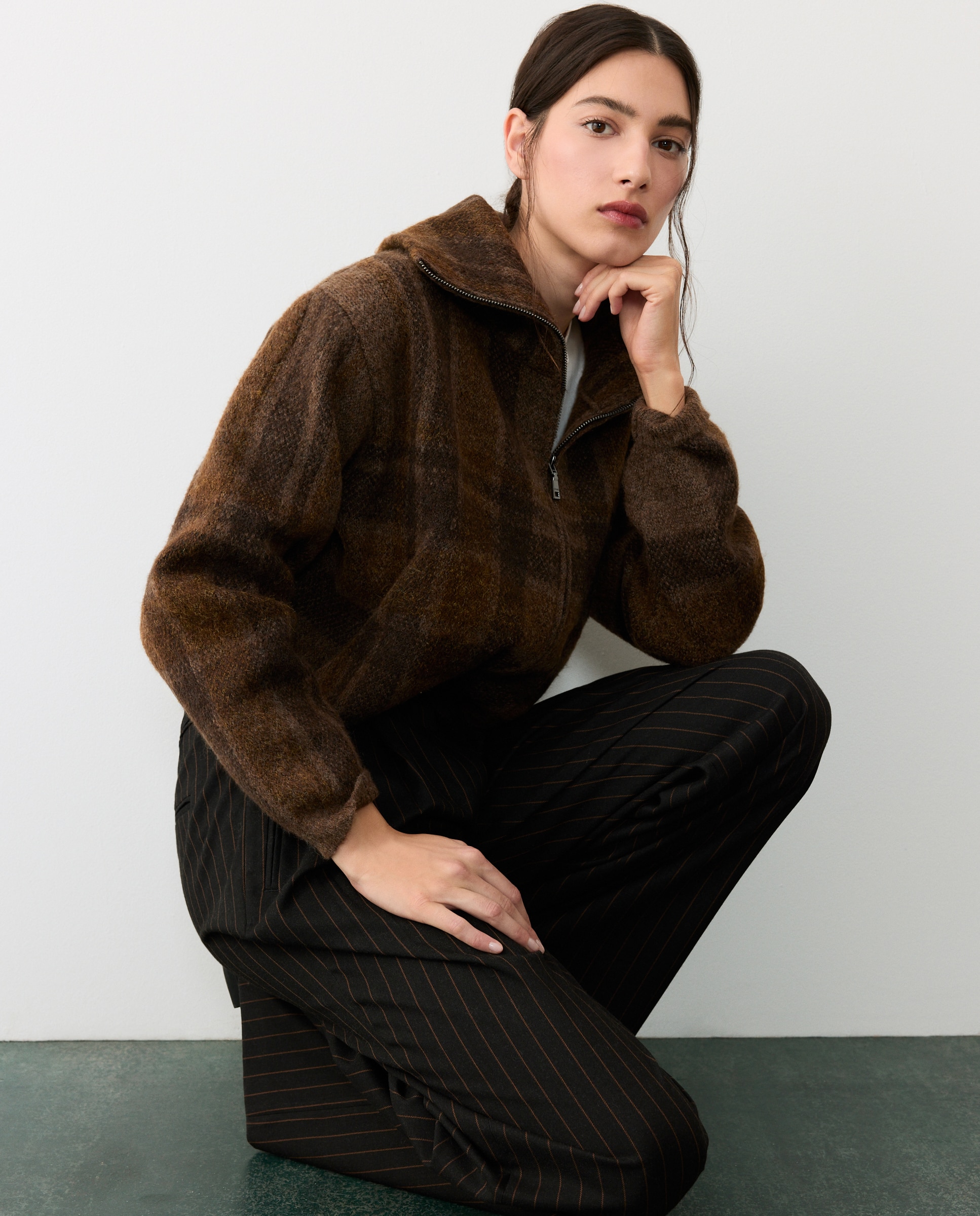 Chaqueta de mujer con cremallera - Tintoretto - Marrón Marrón-2