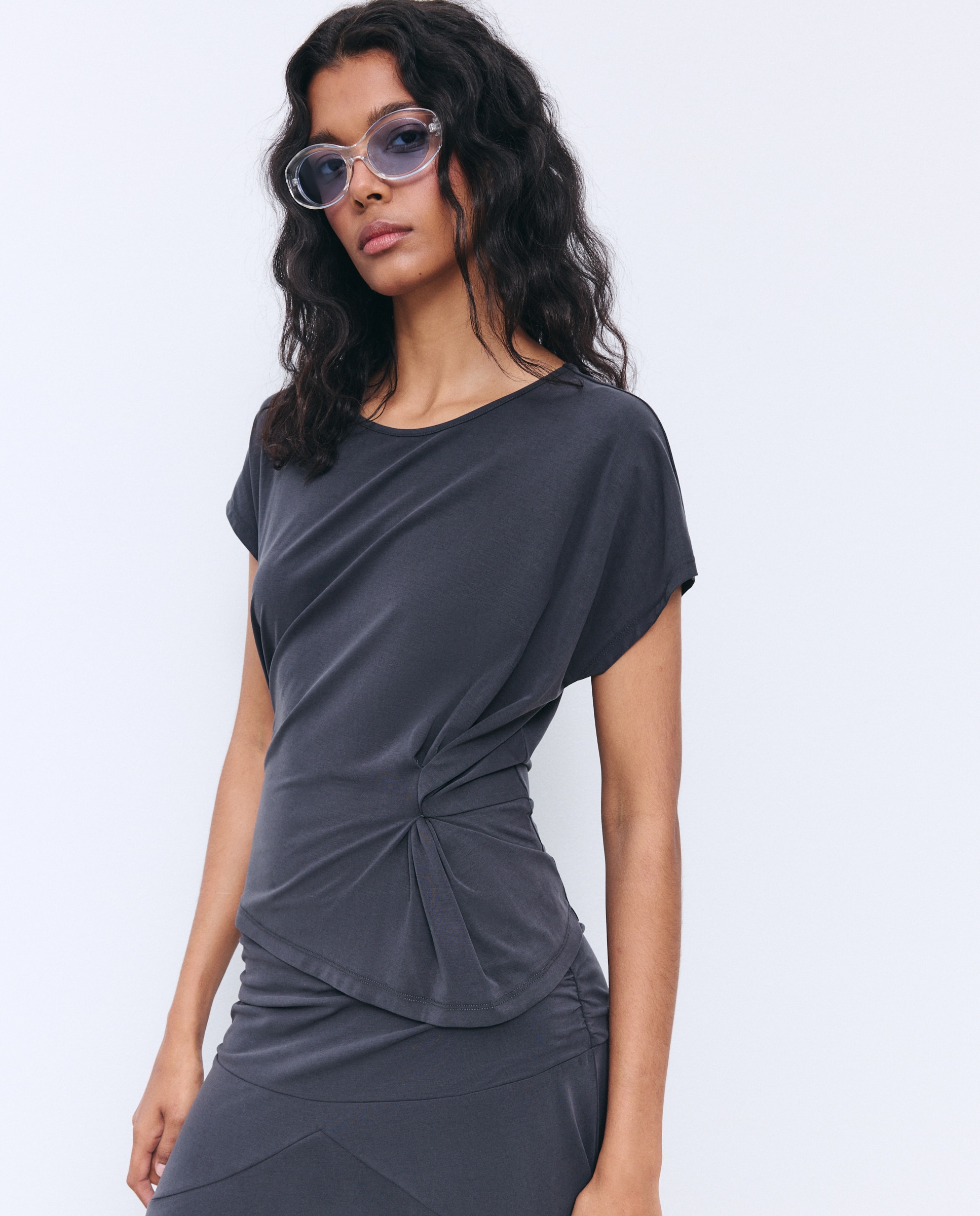 Camiseta de mujer nudo lateral - Tintoretto - 830 Antracita 830 Antracita-1