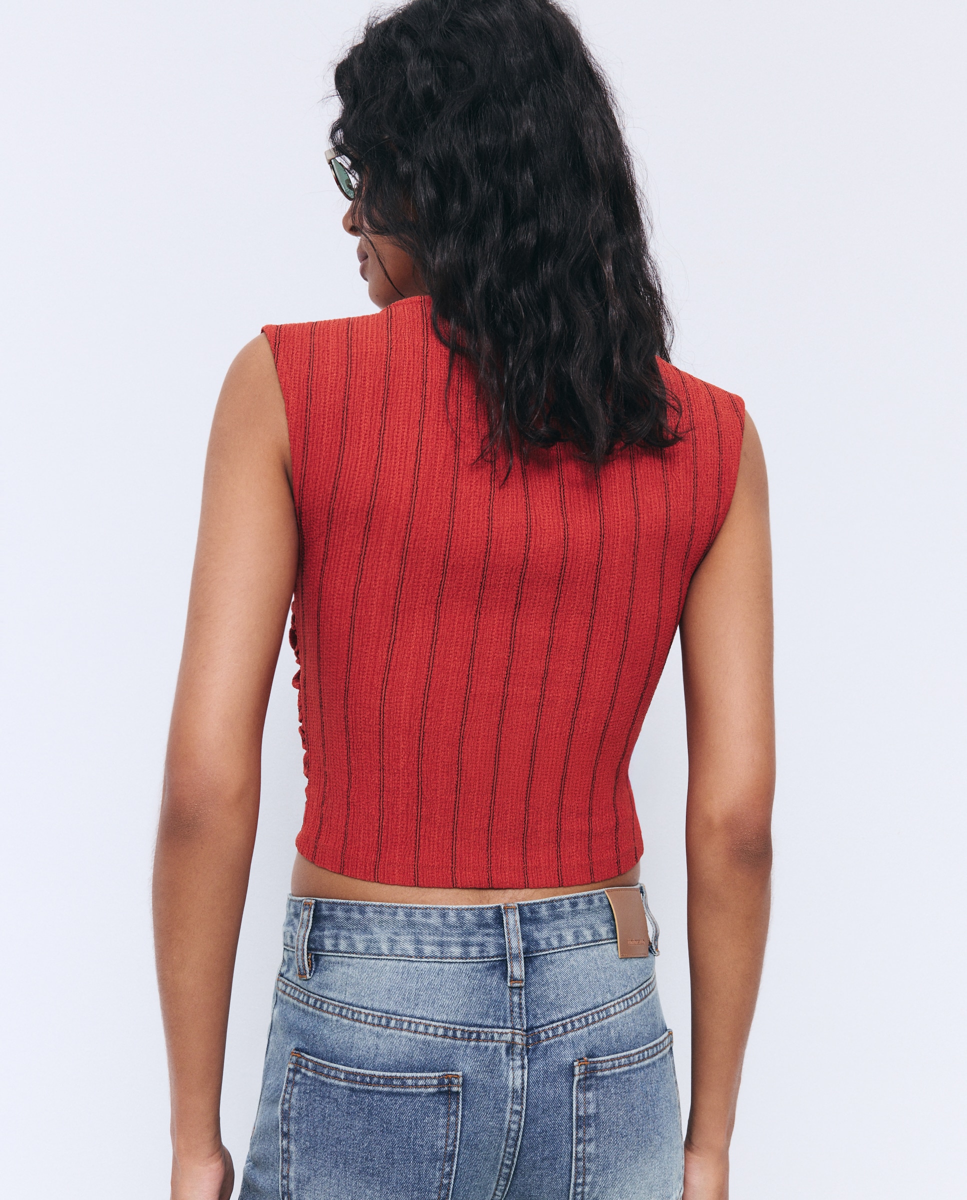 Camiseta sin mangas rayas de mujer - Tintoretto - Azafrán Azafrán-4