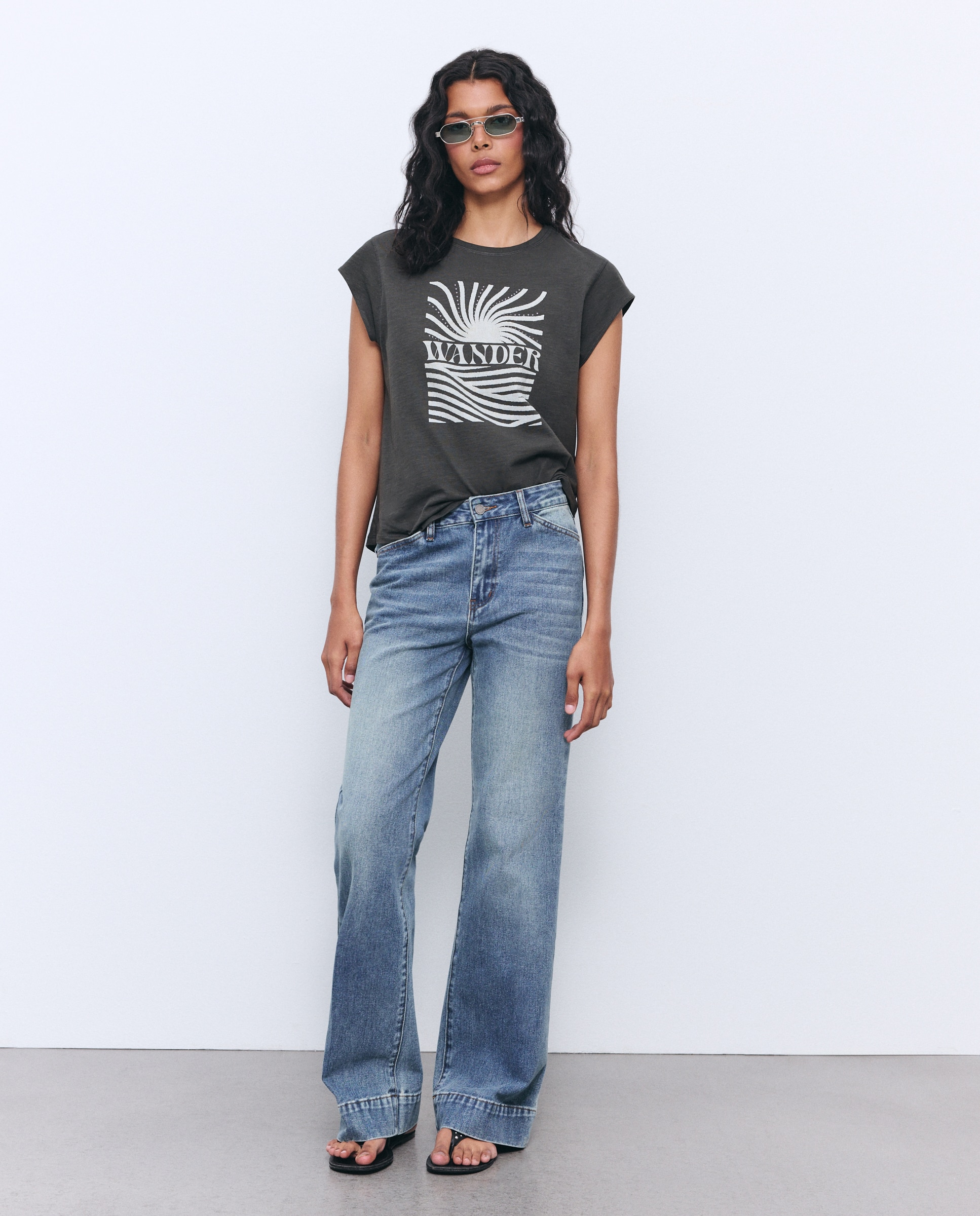 Camiseta manga corta de mujer estampada con strass - Tintoretto - Negro Negro-2