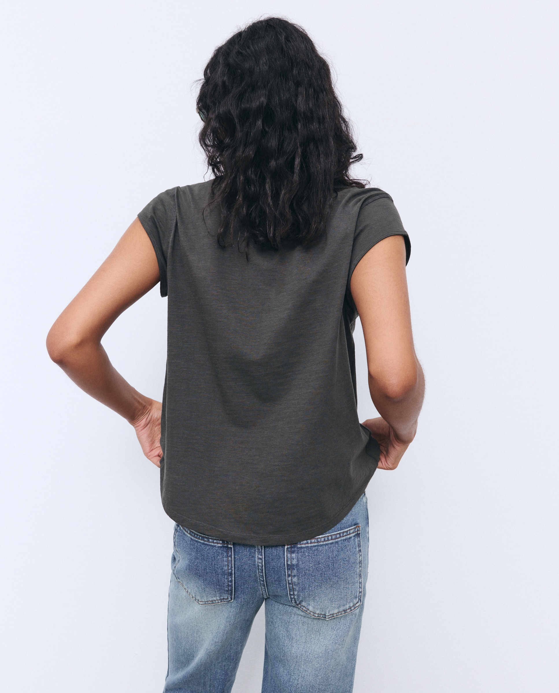 Camiseta manga corta de mujer estampada con strass - Tintoretto - Negro Negro-3