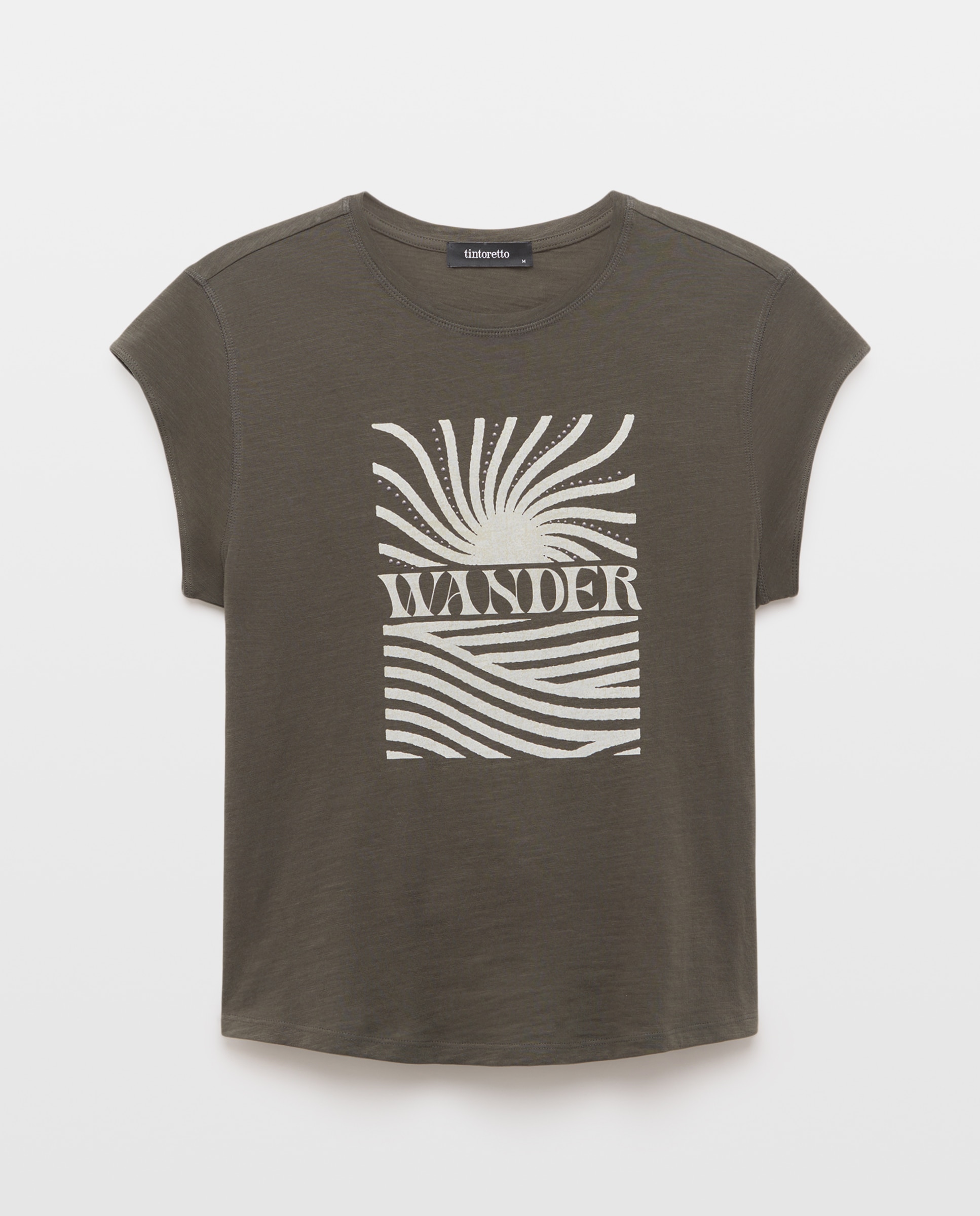 Camiseta manga corta de mujer estampada con strass - Tintoretto - Negro Negro-5
