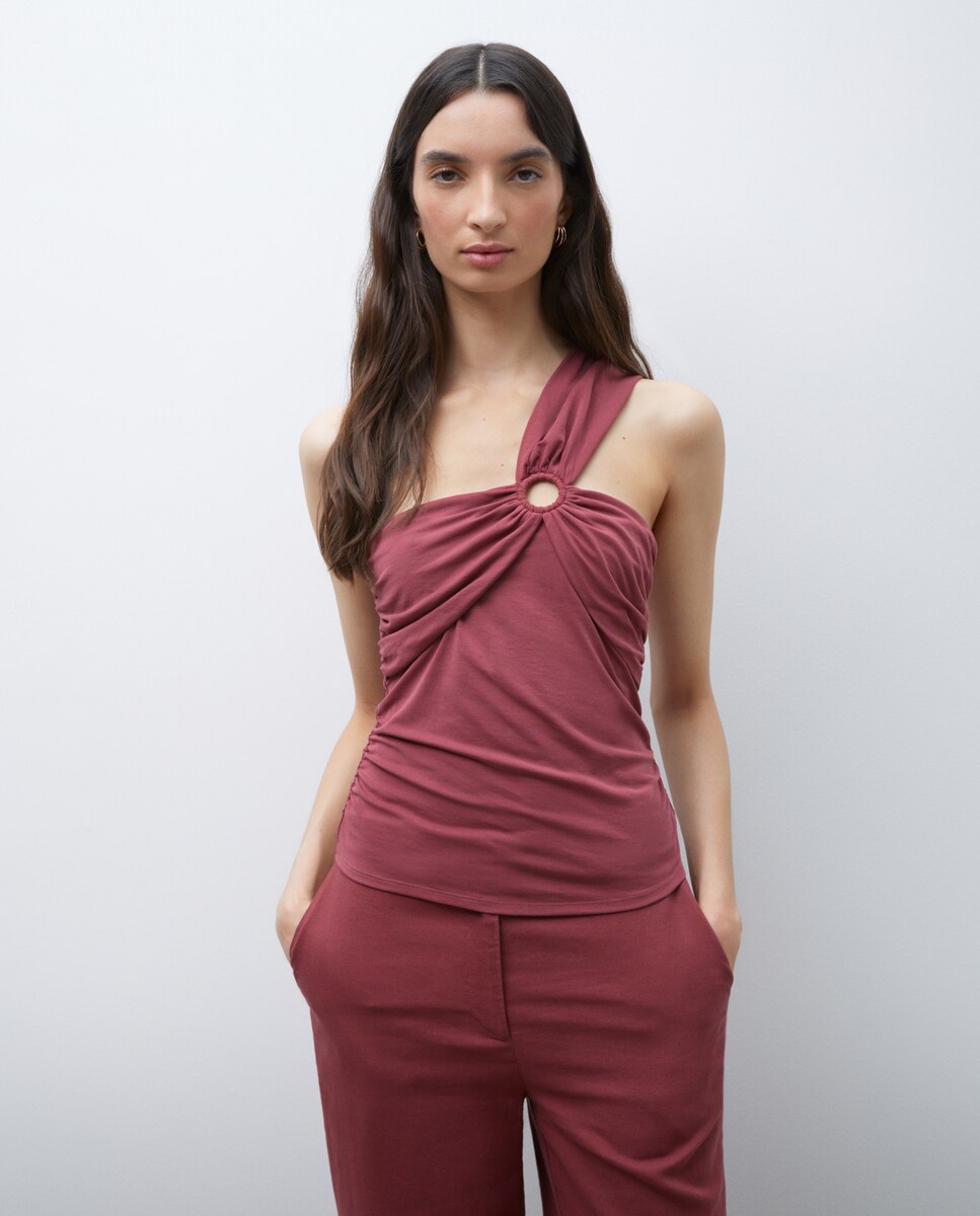 Top sem Mangas com Decote Halter Bordeaux-2