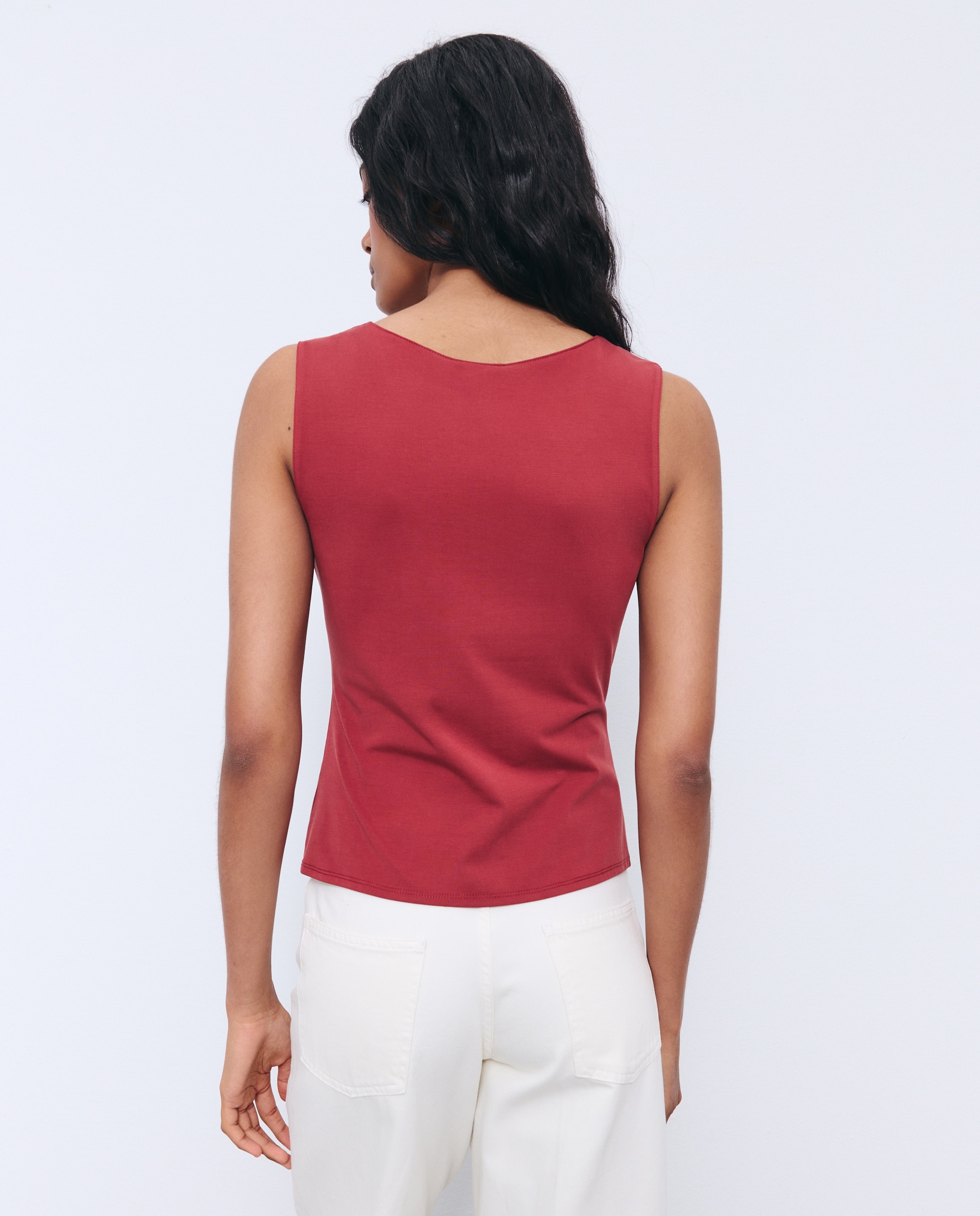 T-shirt sem Mangas com Folhos Açafrão-3