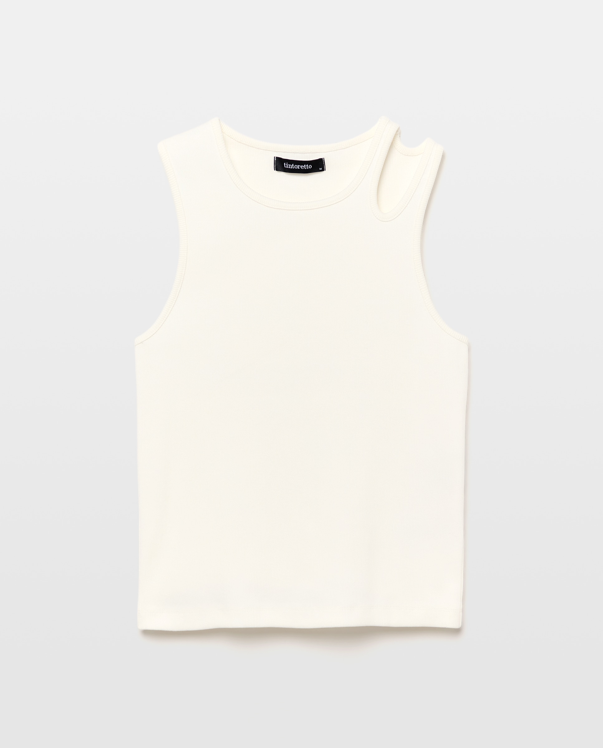 Camiseta de mujer sin mangas con abertura en tirante - Tintoretto - 120 Crudo 120 Crudo-5