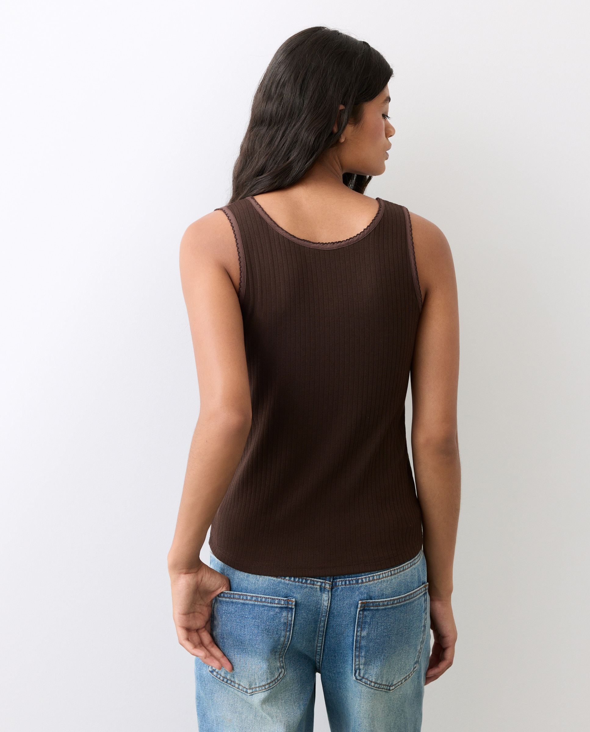 Camiseta sin mangas de mujer con calados - Tintoretto - Marrón Marrón-3