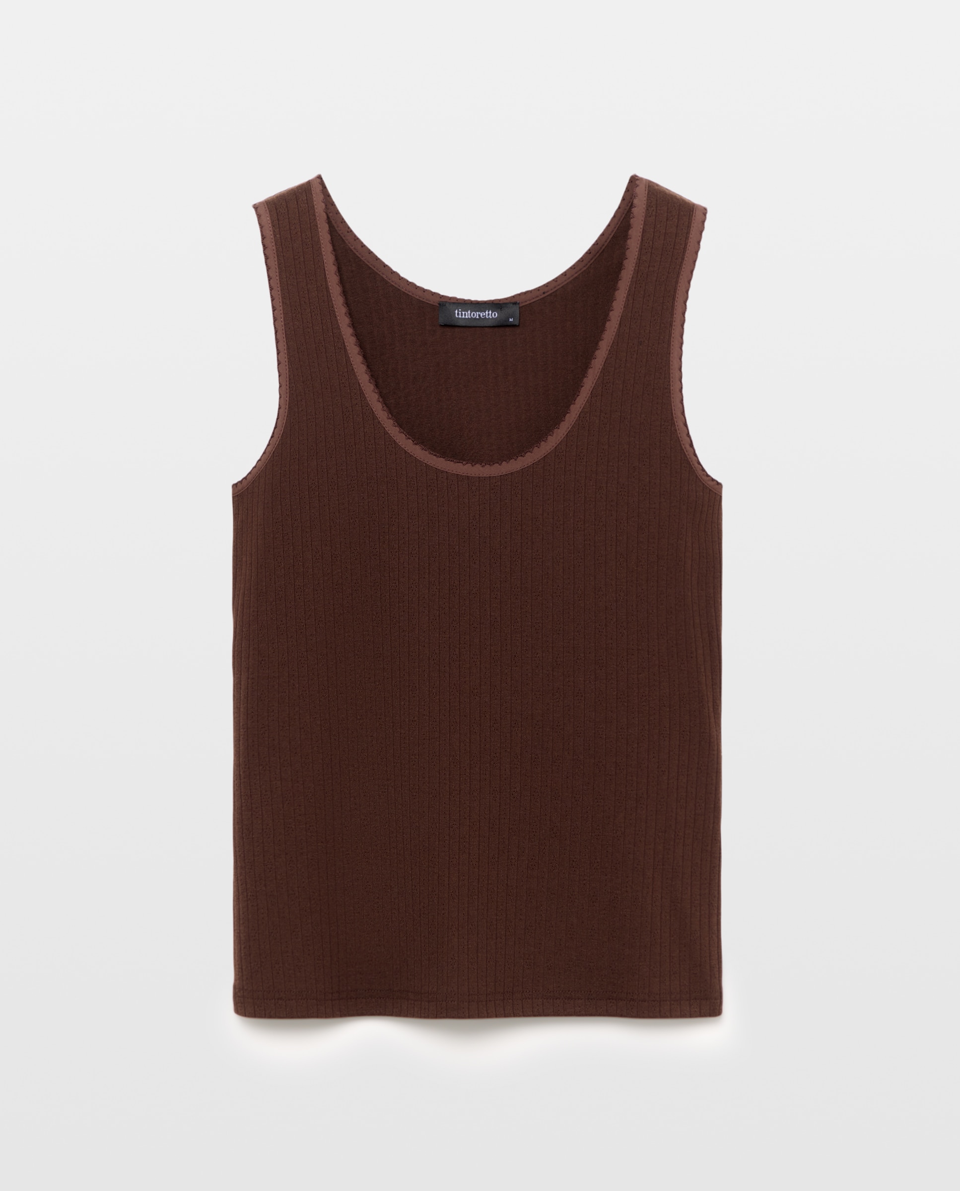 Camiseta sin mangas de mujer con calados - Tintoretto - Marrón Marrón-5