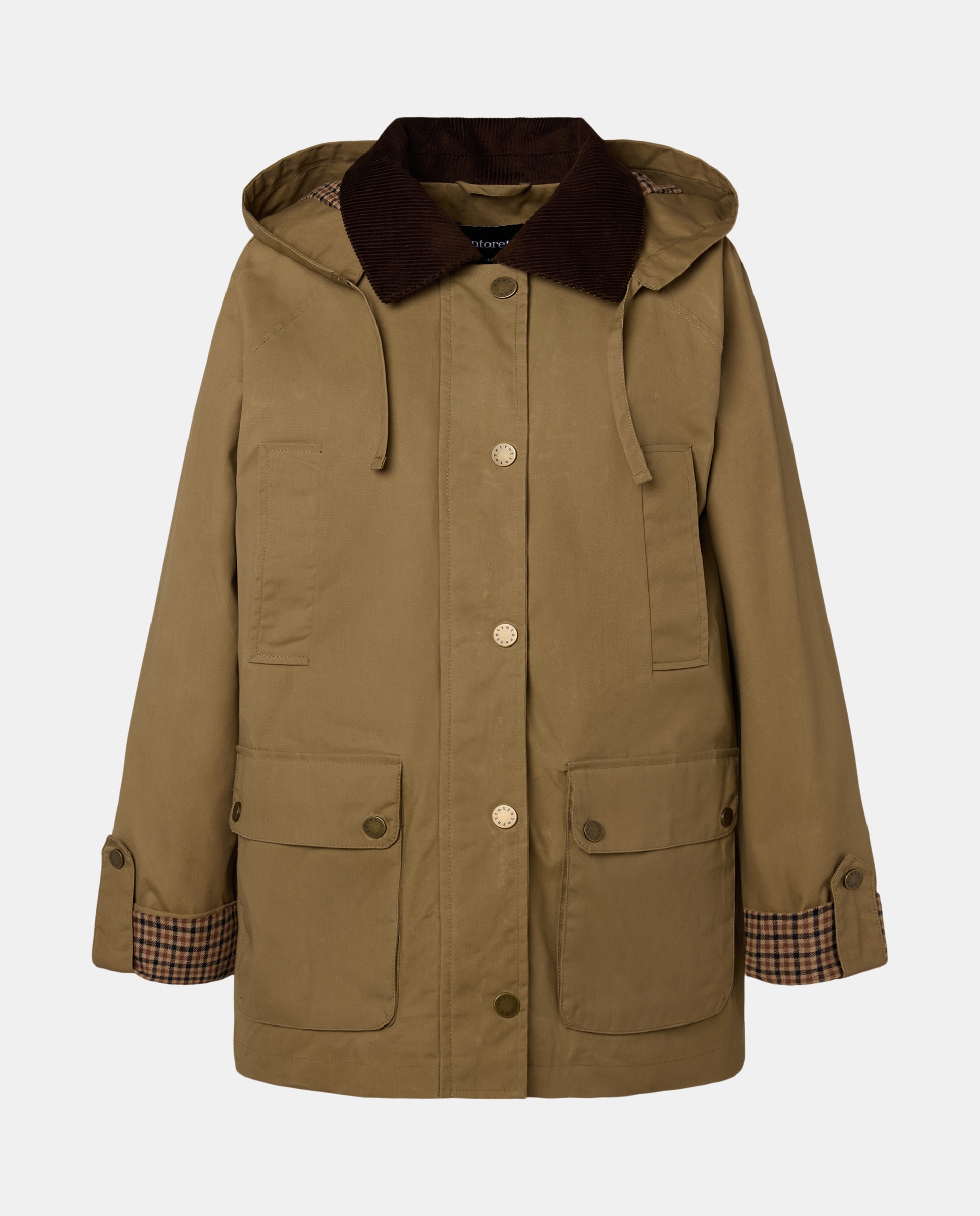 Blusão Encerado com Capuz Bege-5