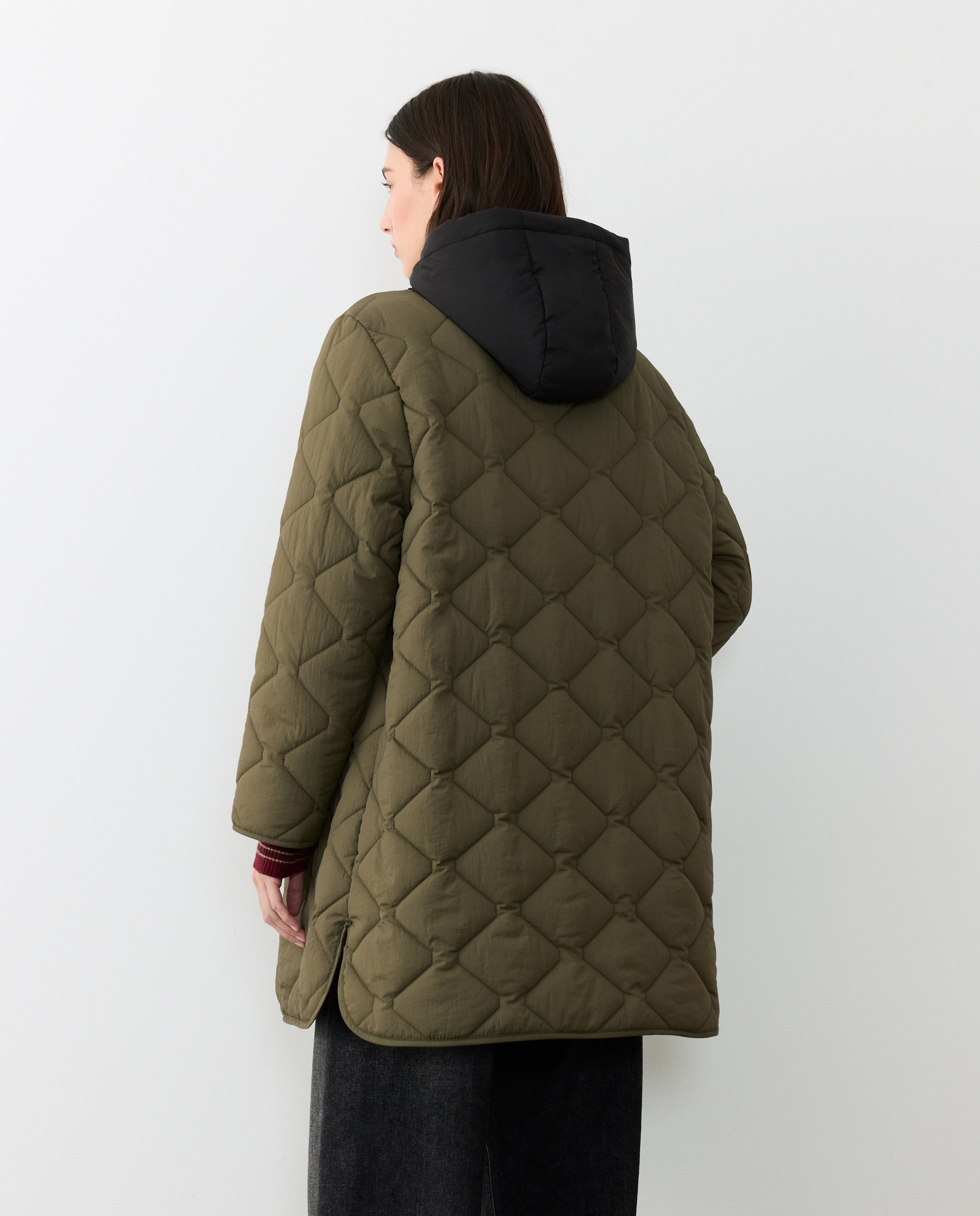 Abrigo acolchado de mujer con capucha - Tintoretto - 520 Kaki 520 Kaki-4