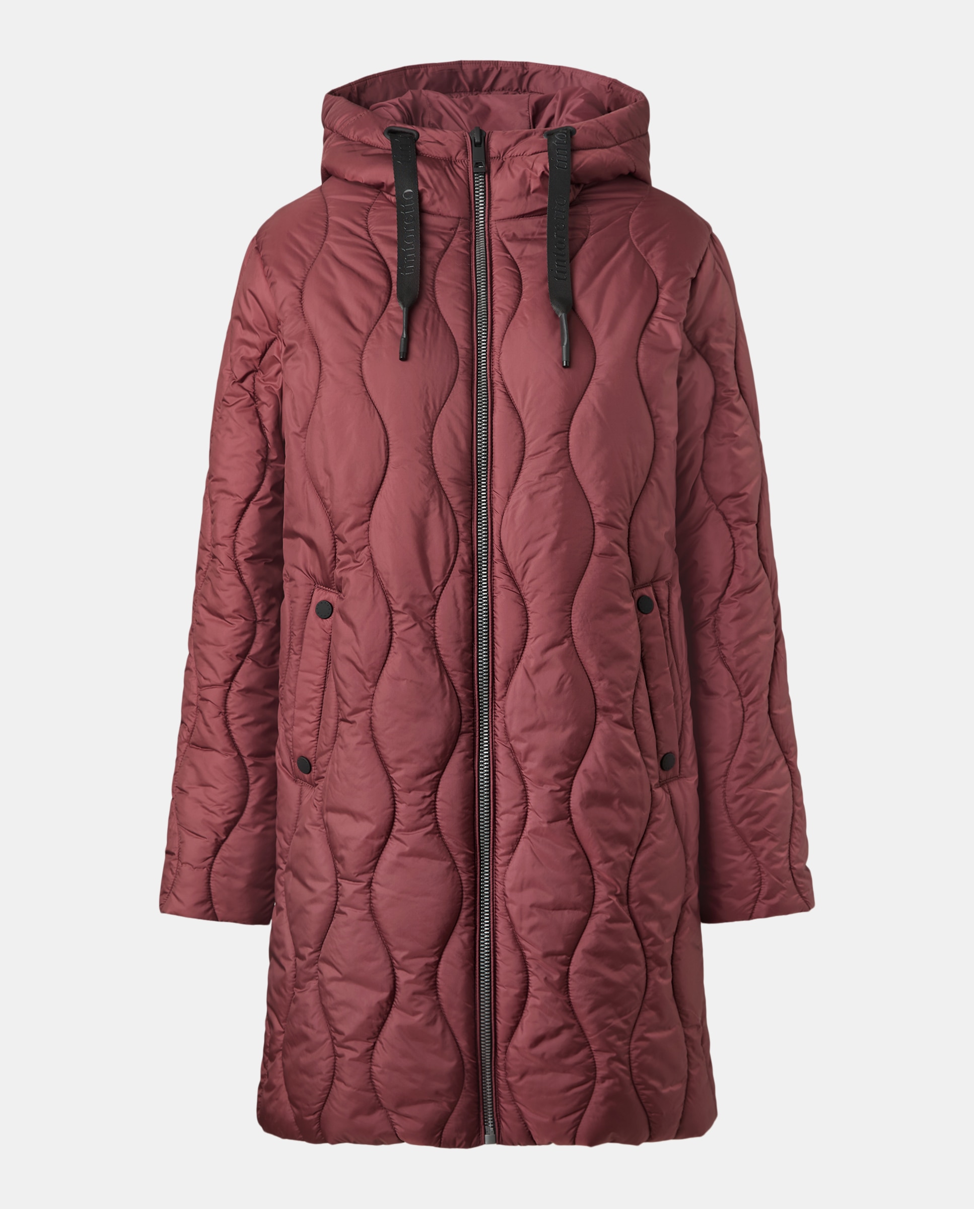 Sobretudo Acolchoado com Capuz Ameixa-5