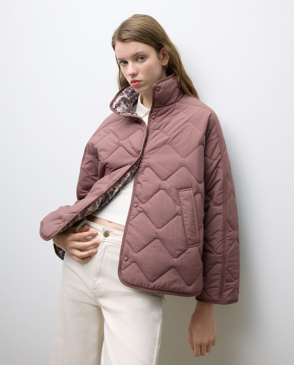 Sobretudo Acolchoado Reversível Ameixa-4