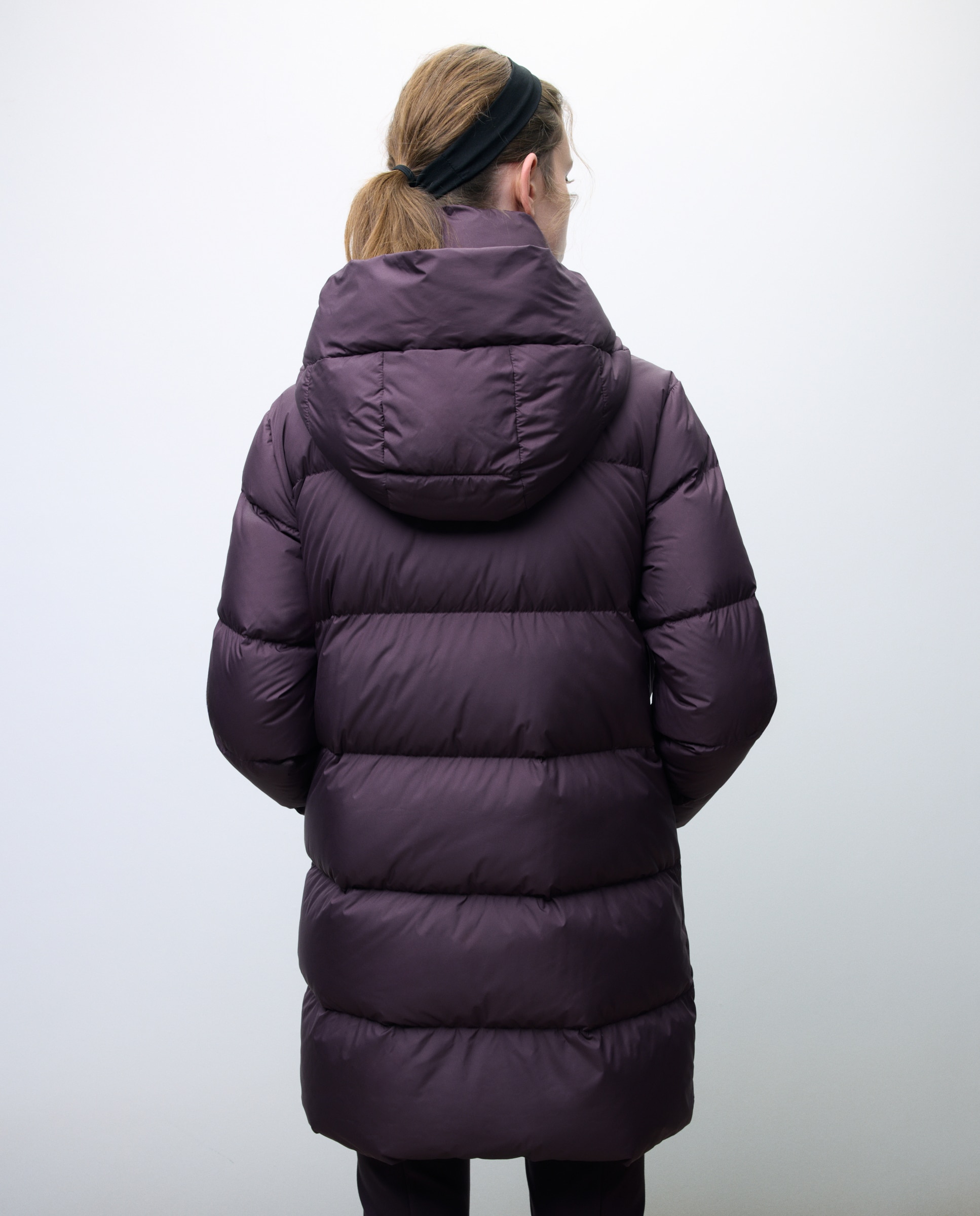 Blusão Acolchoado com Capuz e Gola Dupla Bordeaux-3