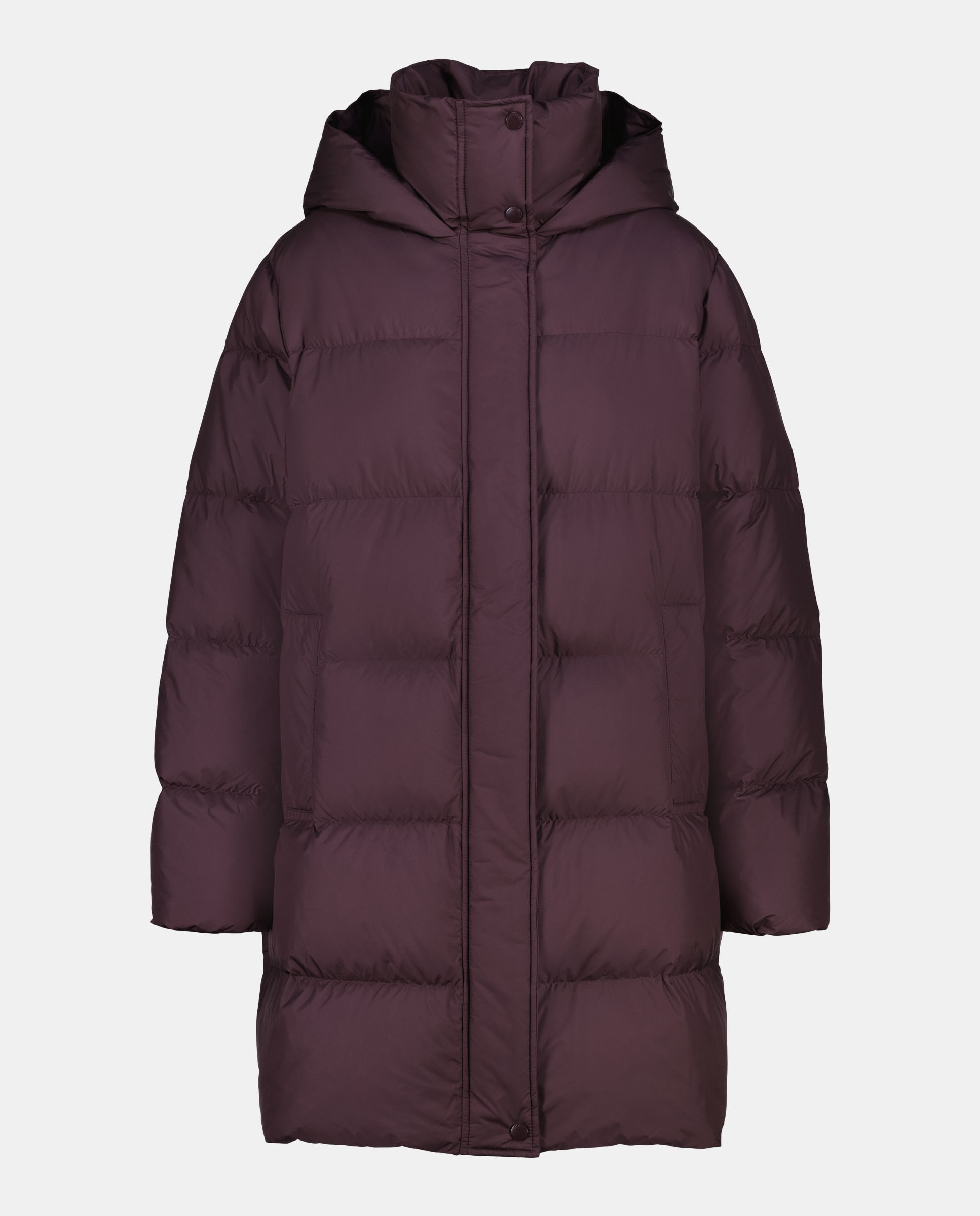 Blusão Acolchoado com Capuz e Gola Dupla Bordeaux-5