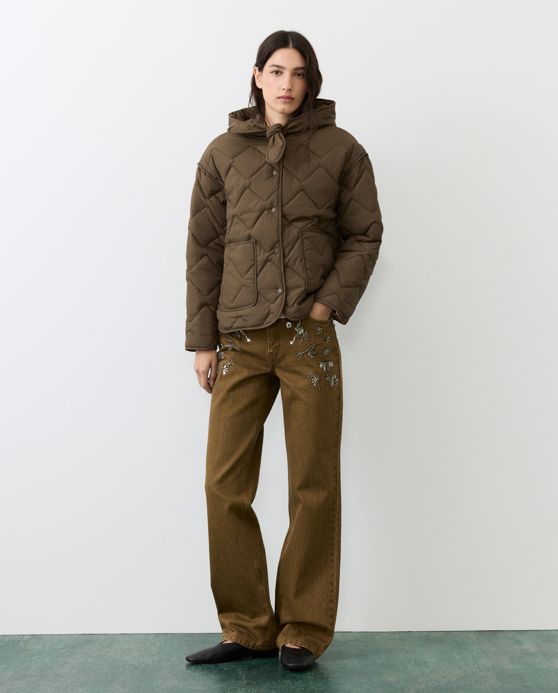 Chaqueta acolchada con capucha en lazada de mujer - Tintoretto - Toffee Toffee-2
