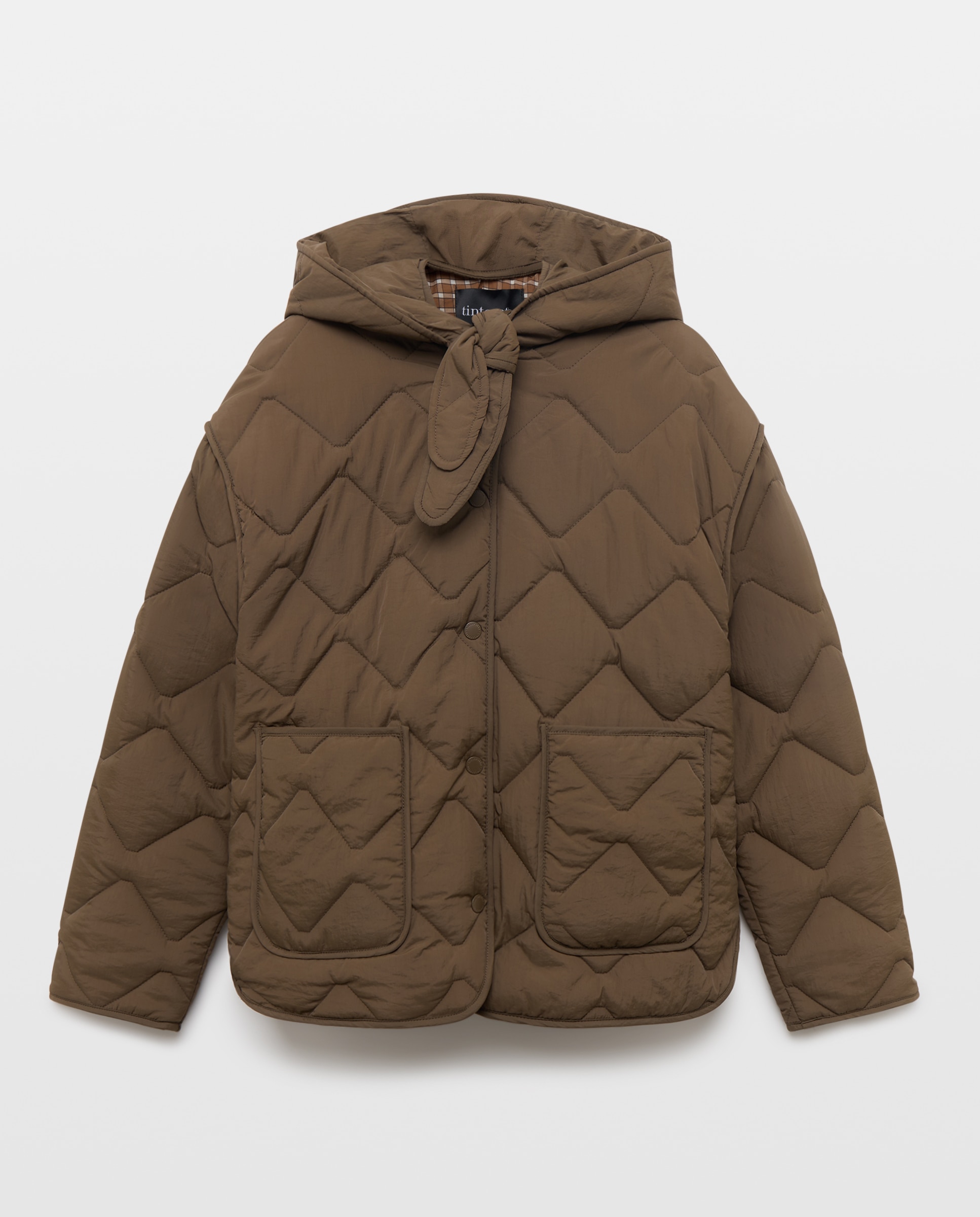 Chaqueta acolchada con capucha en lazada de mujer - Tintoretto - Toffee Toffee-4