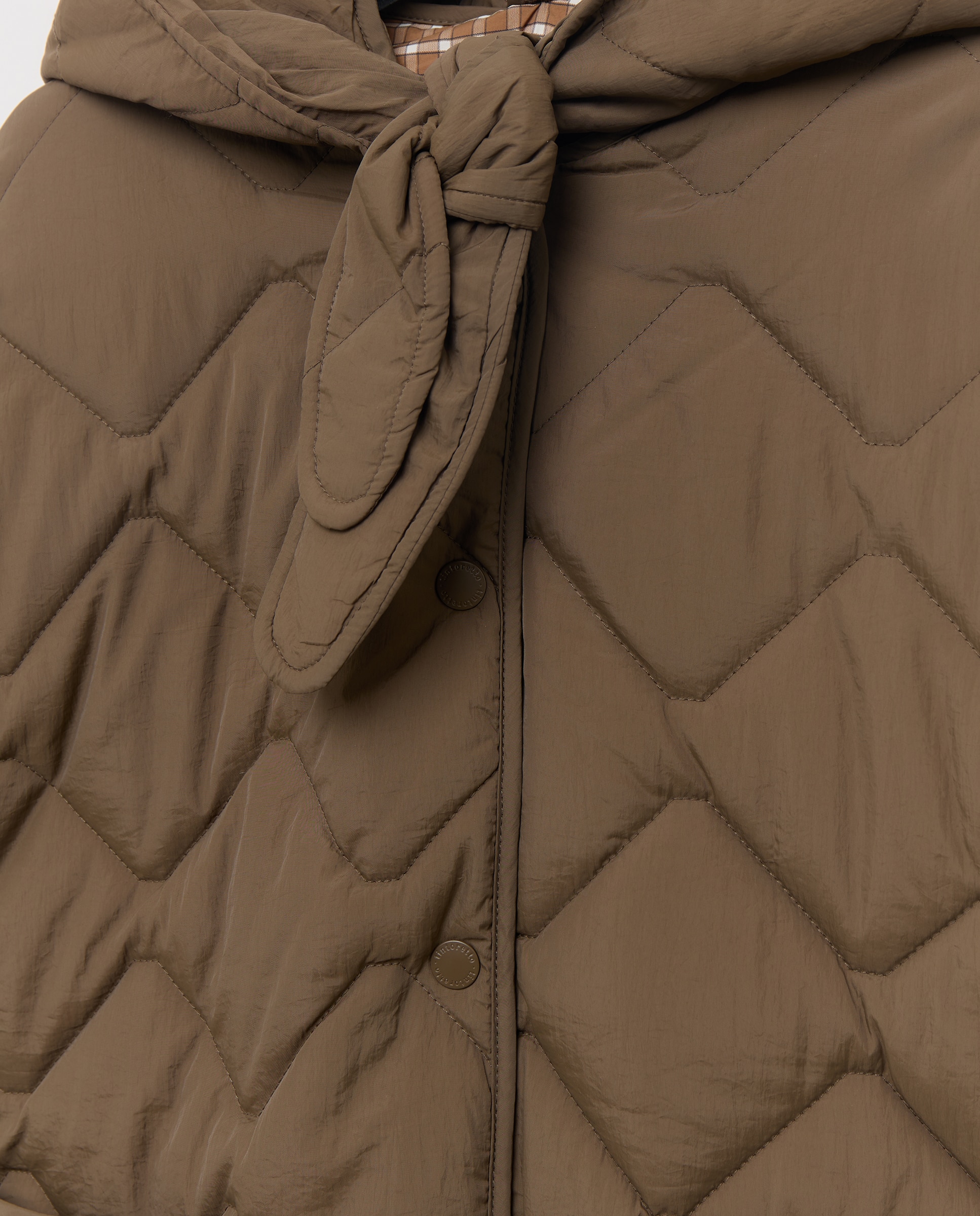 Chaqueta acolchada con capucha en lazada de mujer - Tintoretto - Toffee Toffee-5