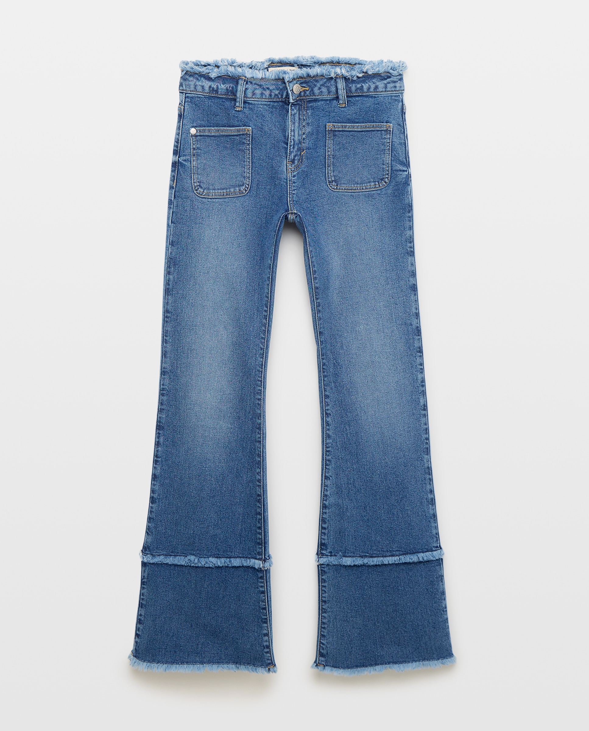 Pantalón de campana liso de mujer - Green Coast - Azul índigo Azul índigo-4