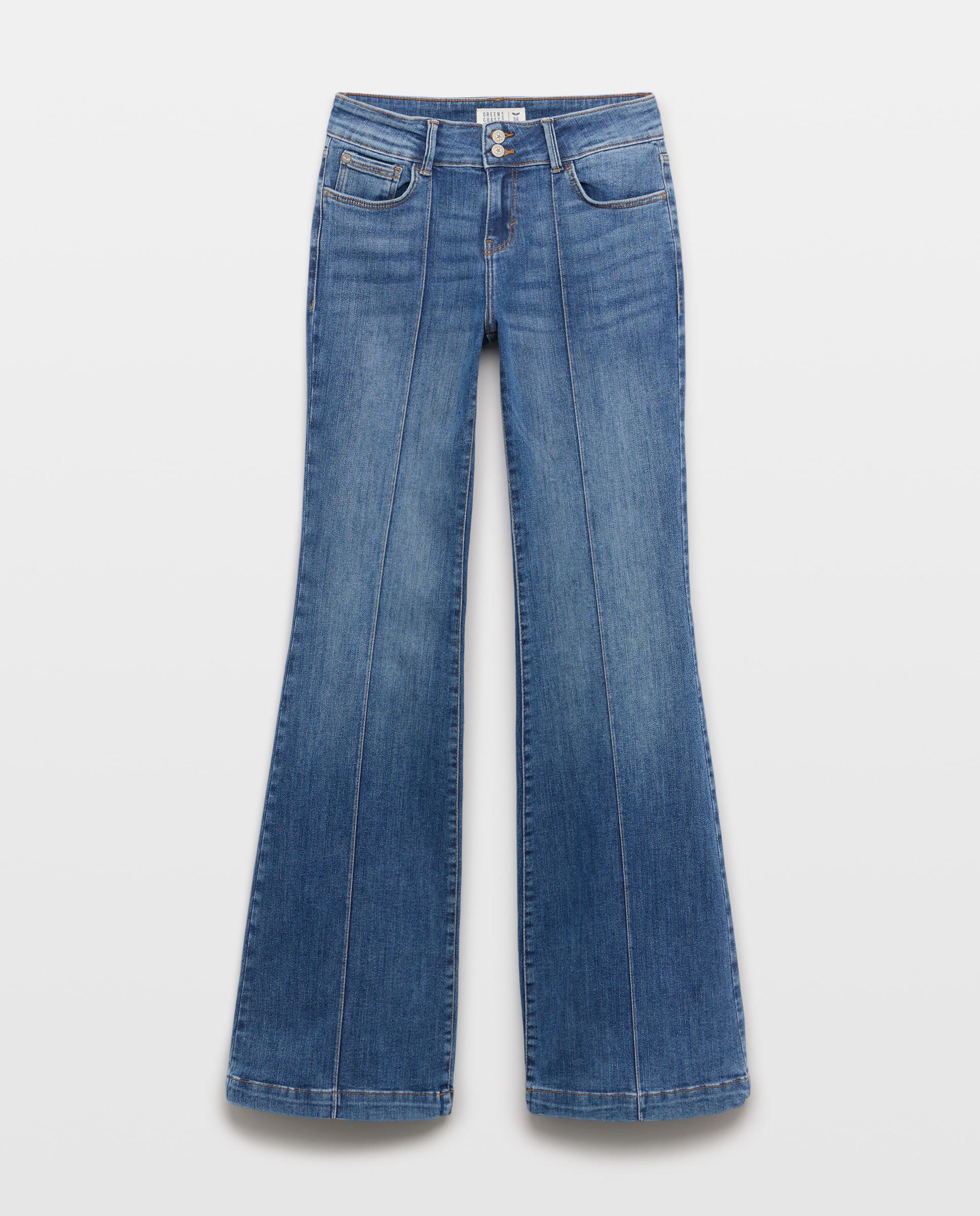 Pantalón campana de mujer con nervio - Green Coast - 830 Antracita Indigo-4