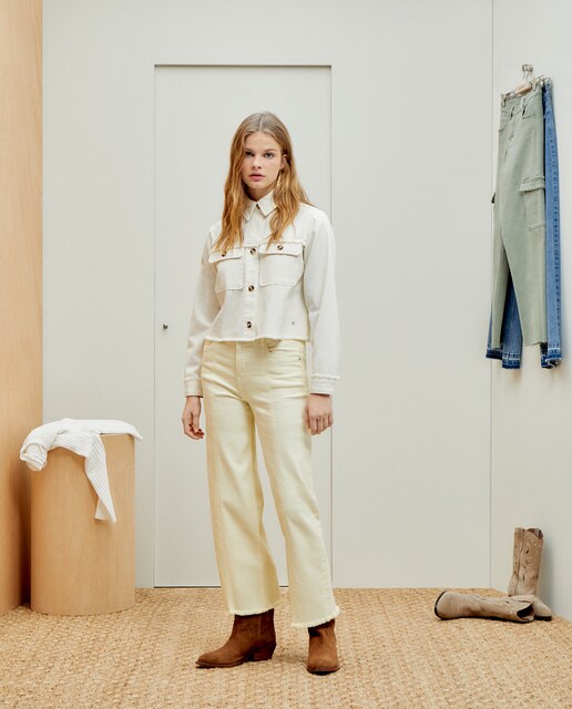 Pantalón vaquero de mujer cropped wide leg