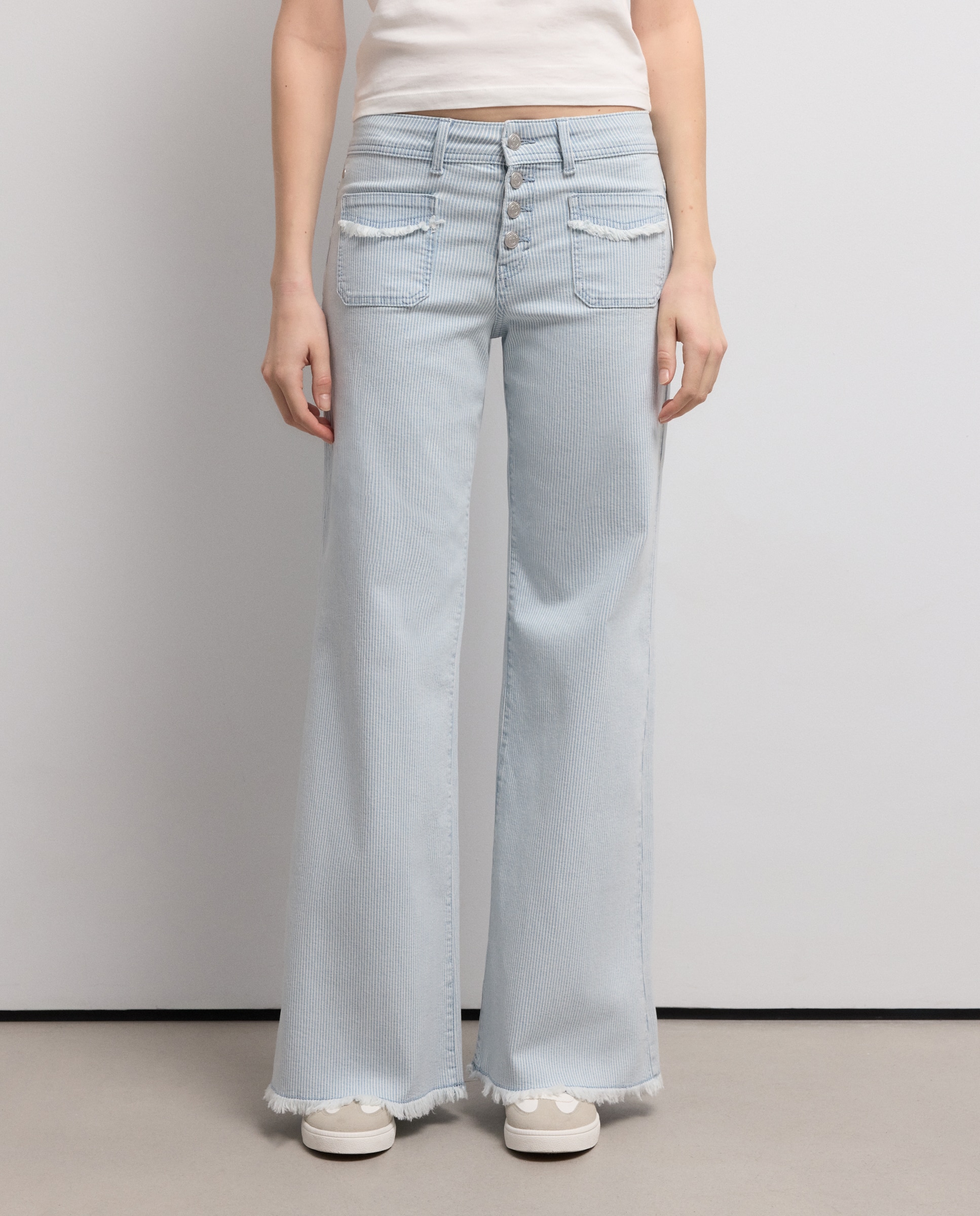 Pantalón liso de algodón de mujer - Green Coast - 410 Azul claro 410 Azul claro-2